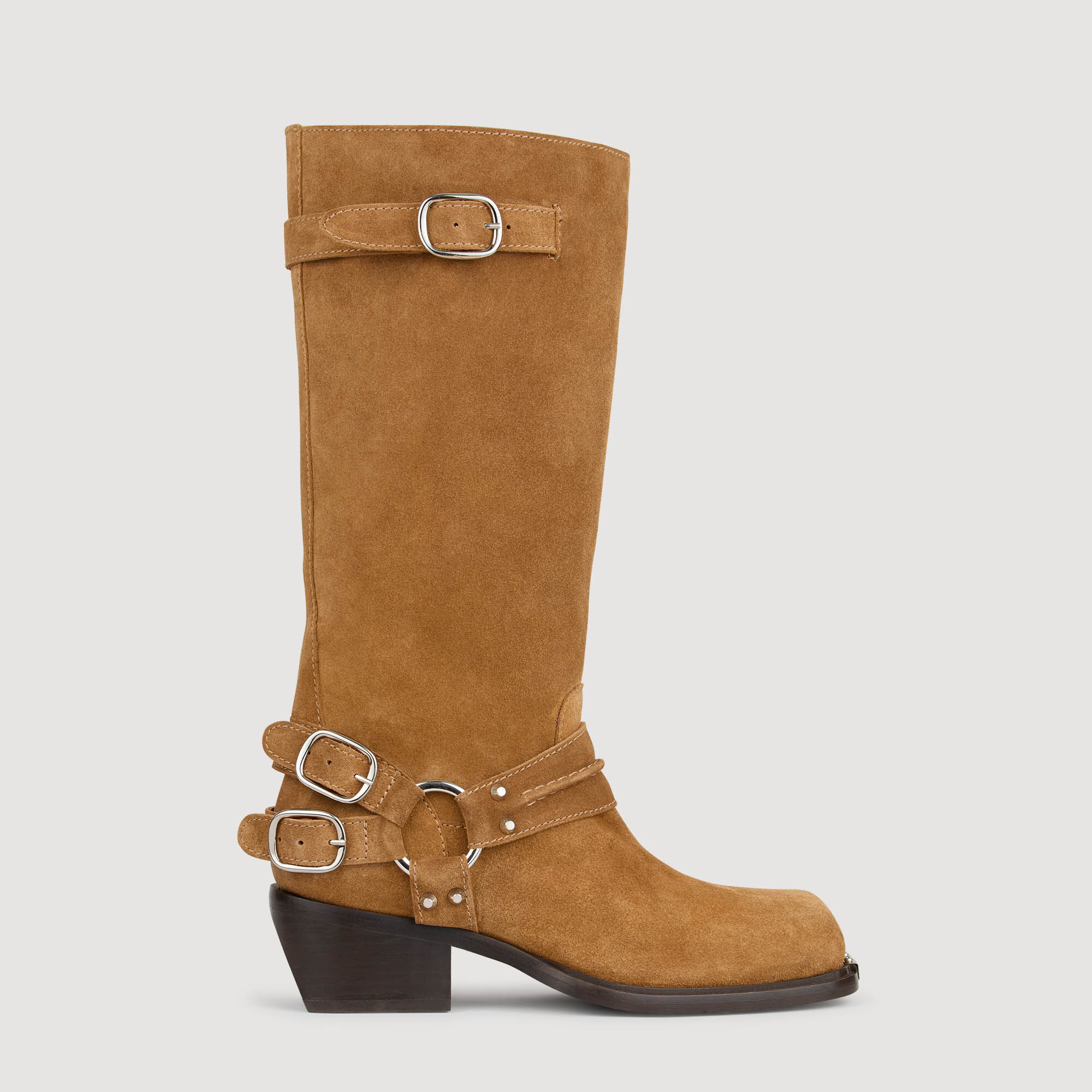 Suede buckle boots