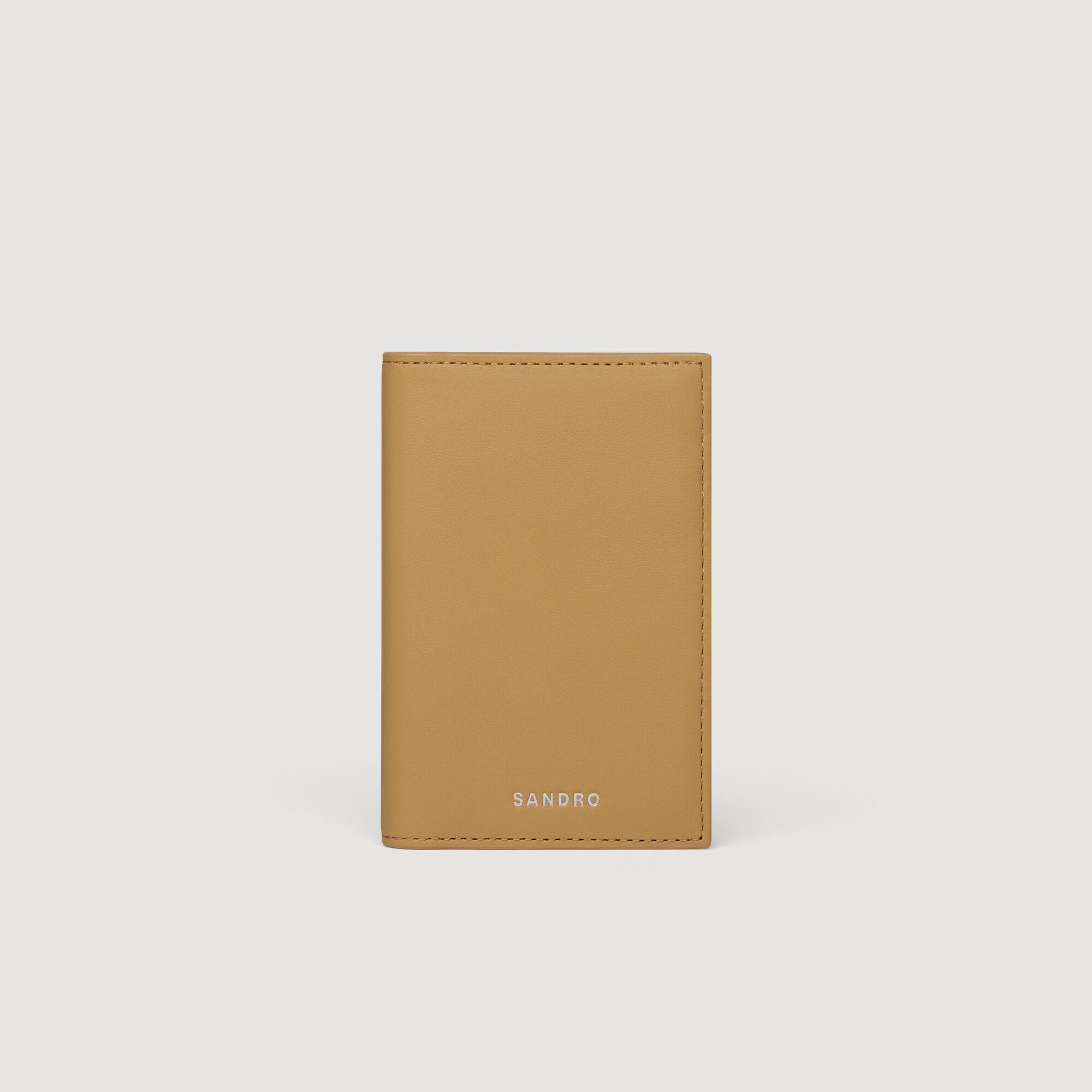Grained leather card holder
