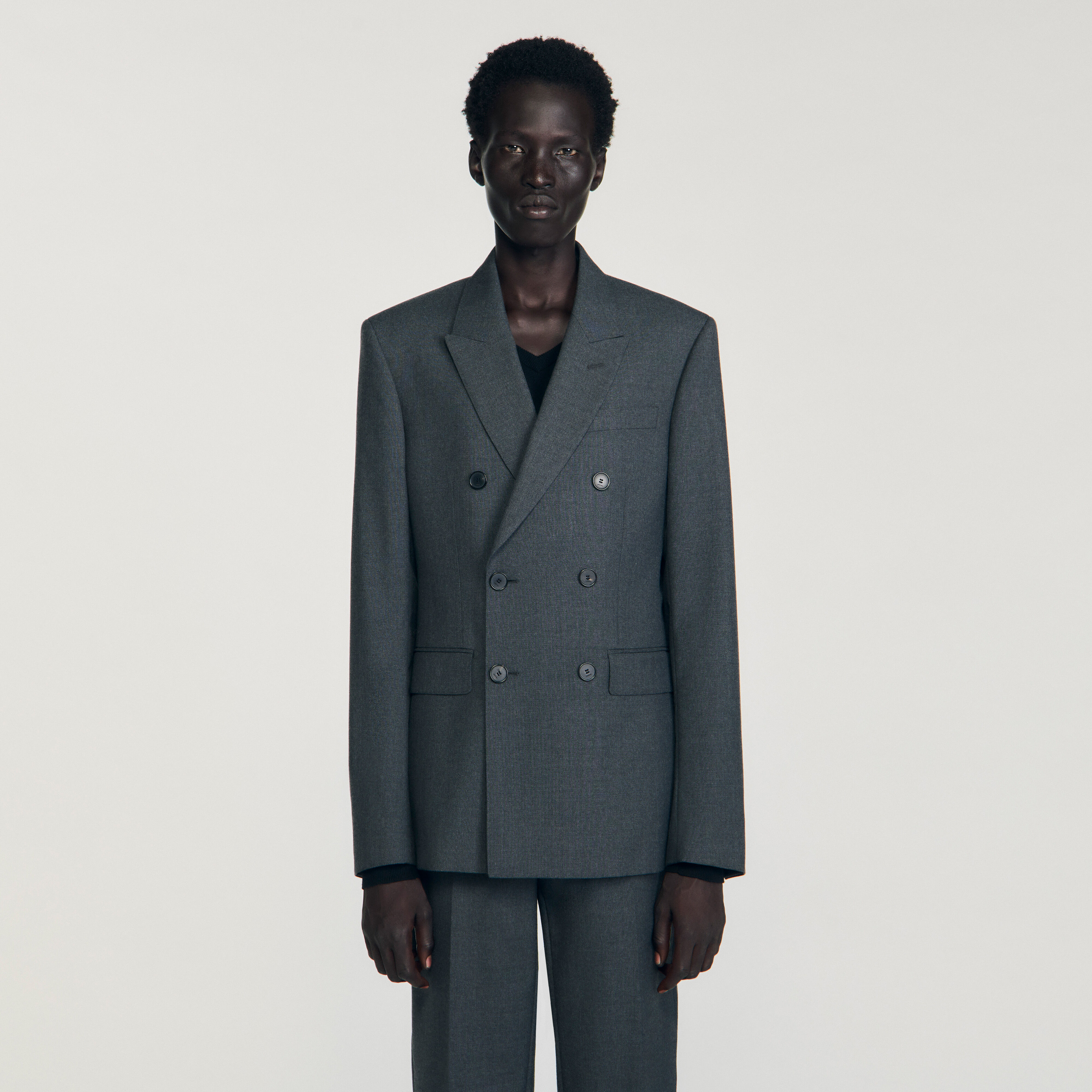 Double-breasted classic suit jacket