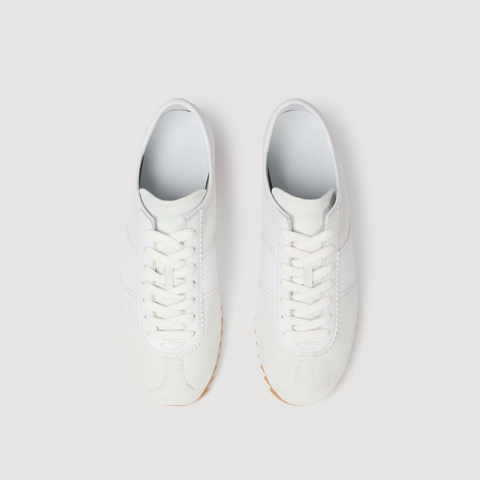 Leather and suede low-top sneakers