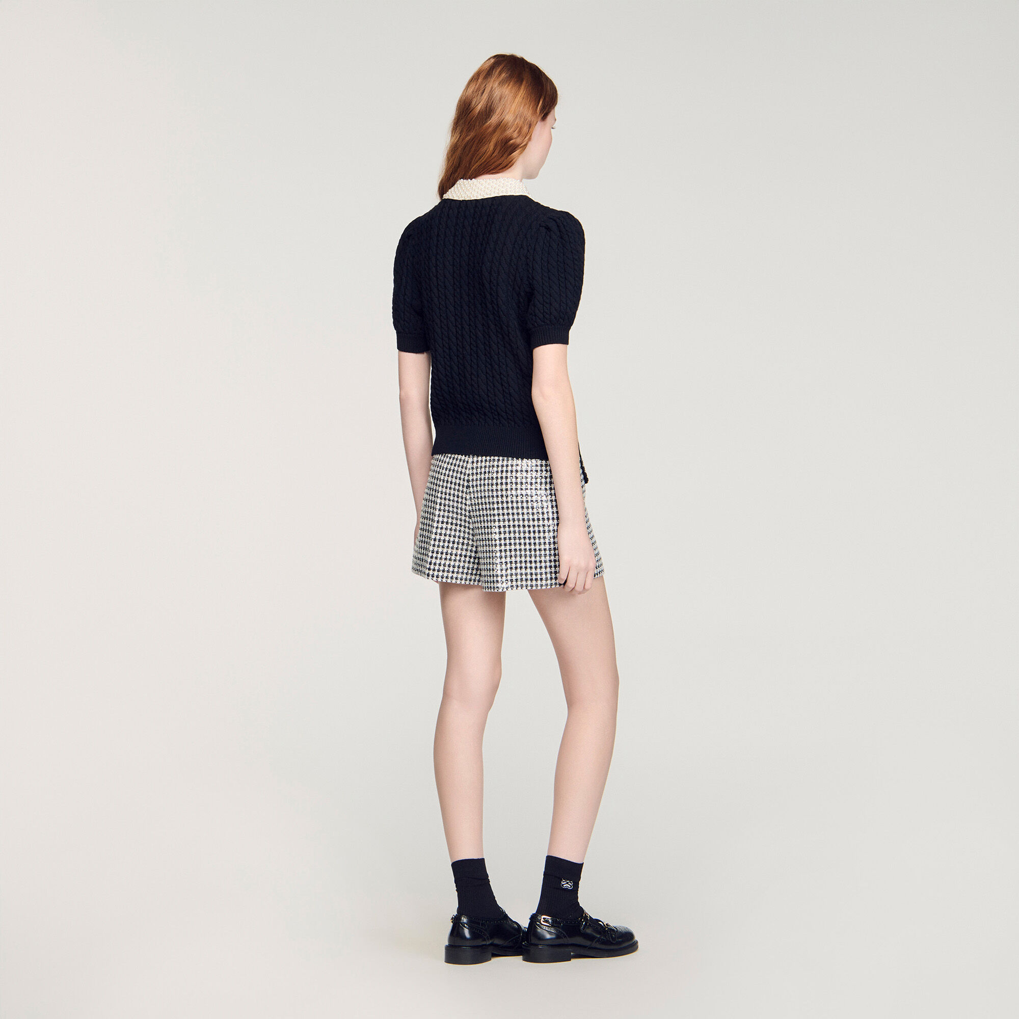 Detachable collar cable knit sweater