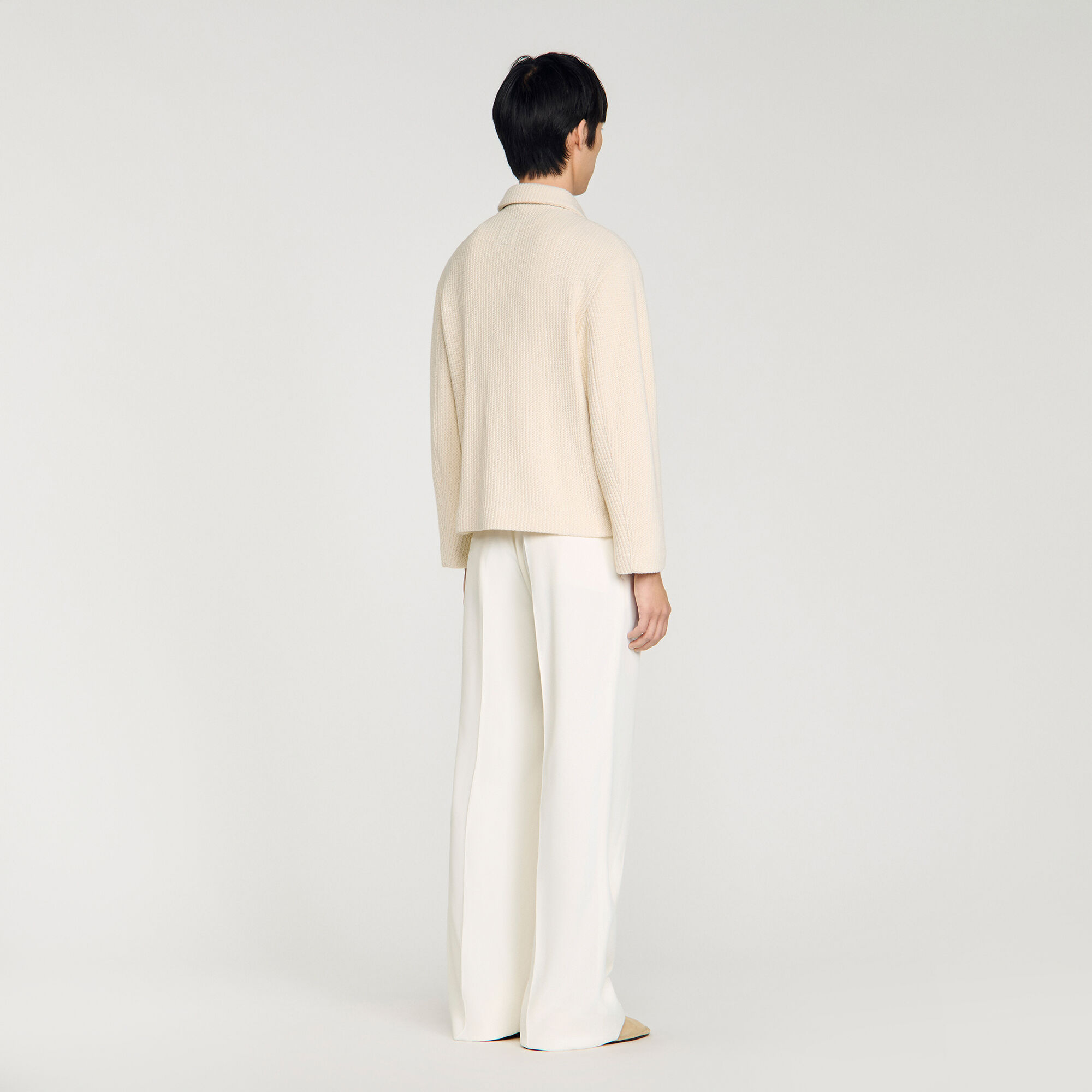 Knit-effect regular-collar jacket