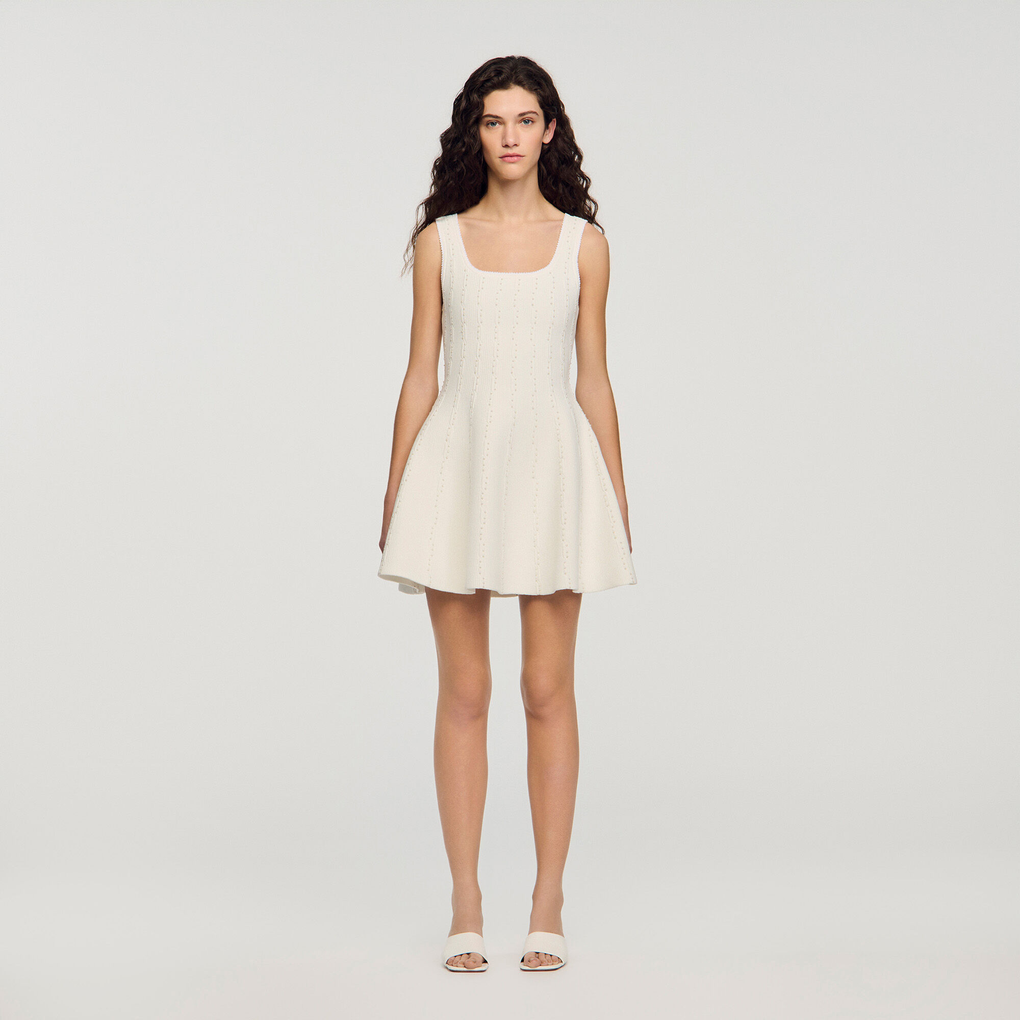 Beaded knit mini dress