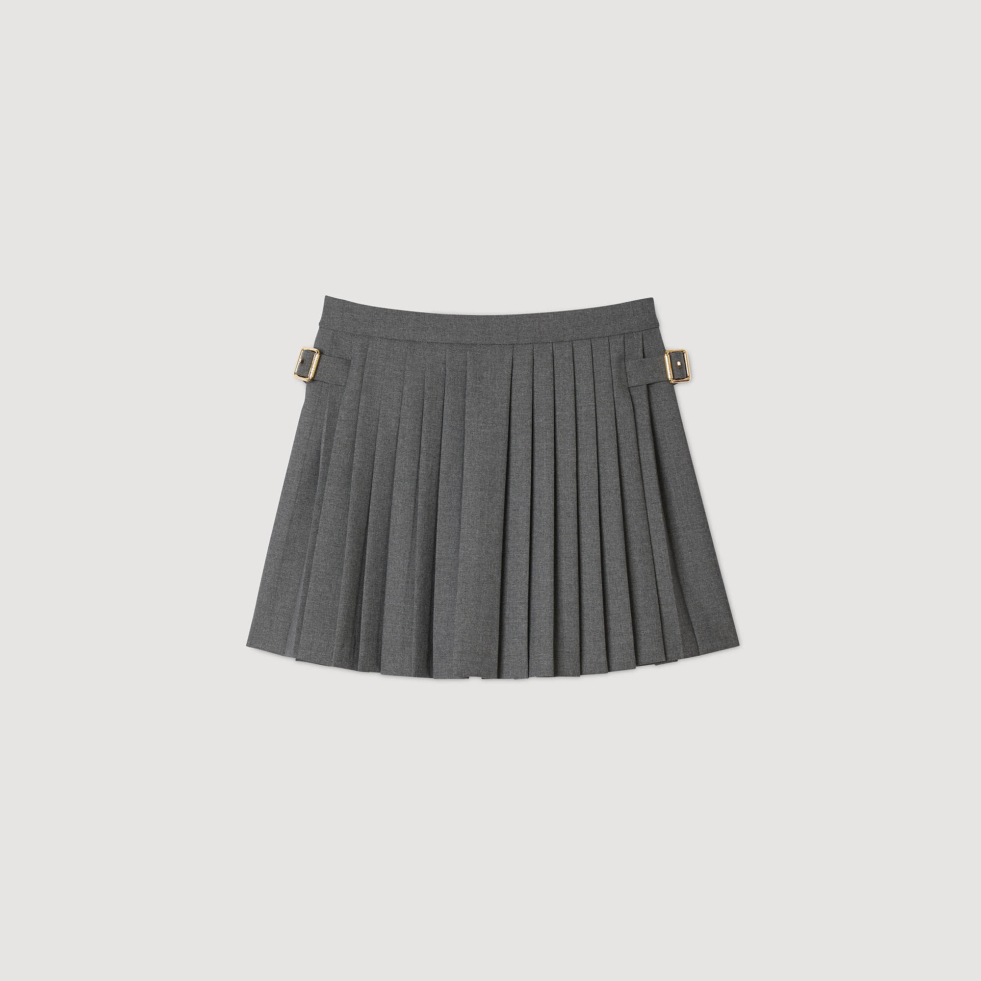 Buckle accent pleated skort