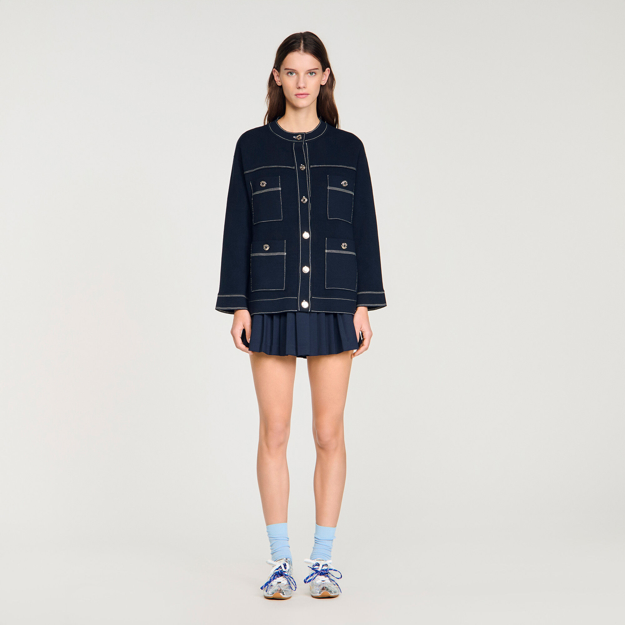 Contrast stitch cardigan