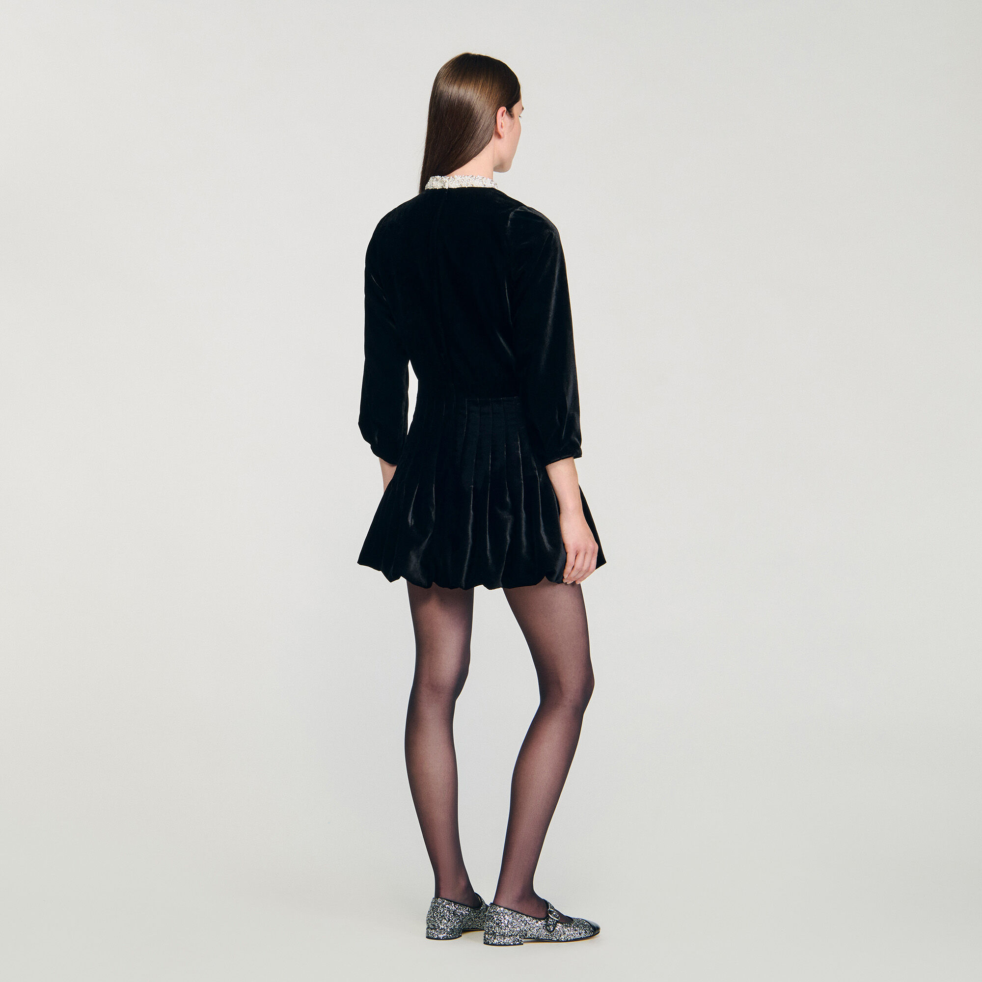 Beaded velvet mini dress