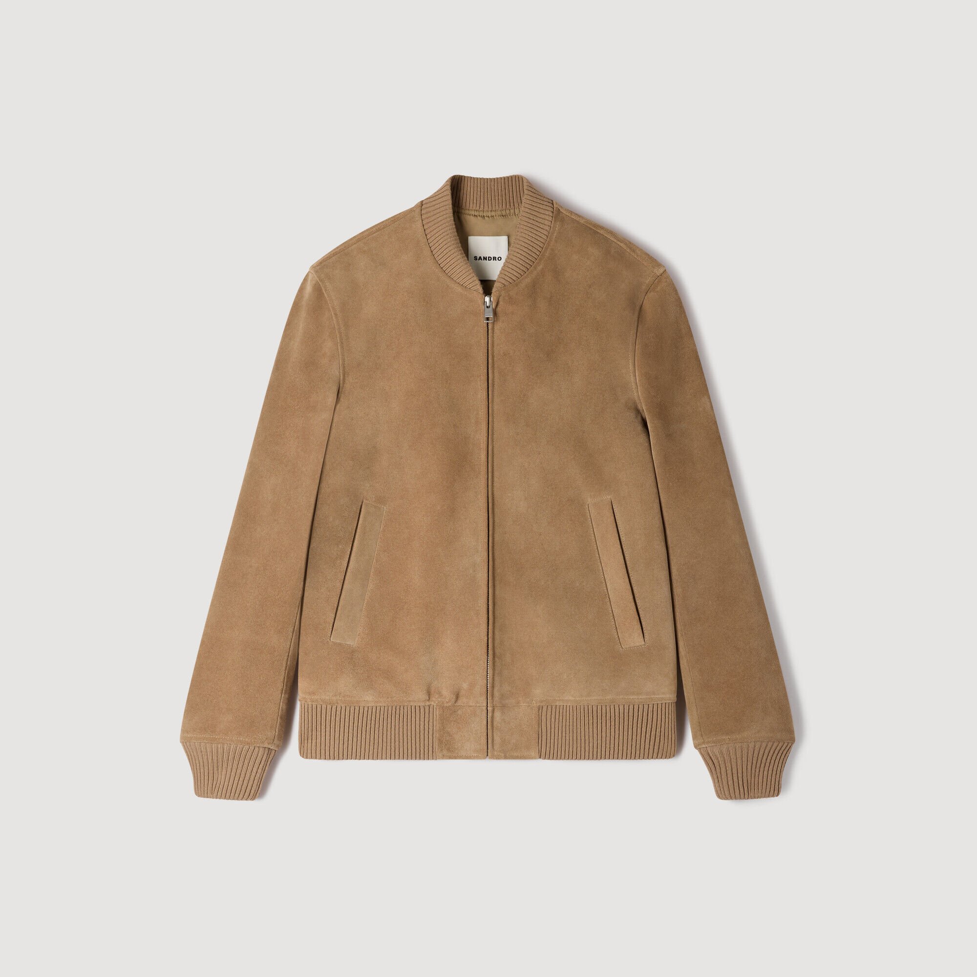 Zip-up split suede jacket