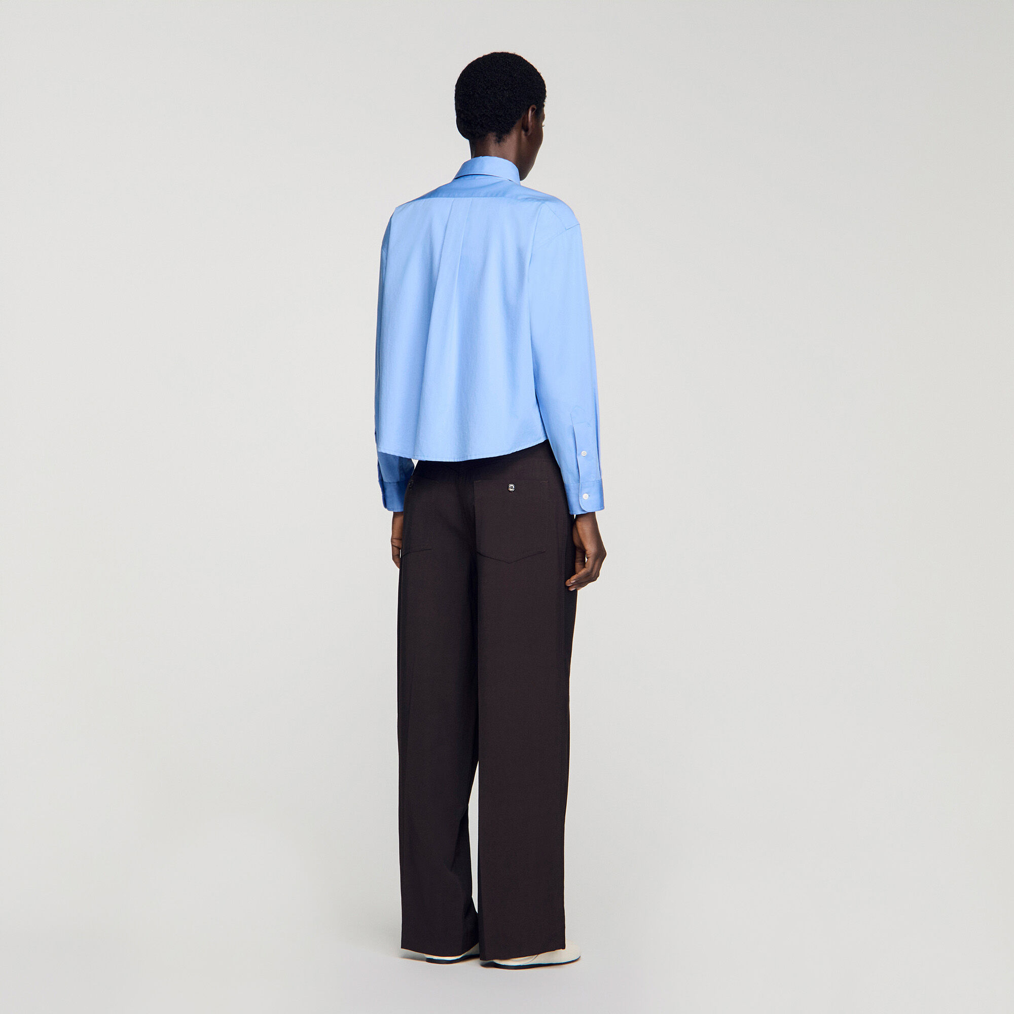 Cropped logo zip cotton shirt
