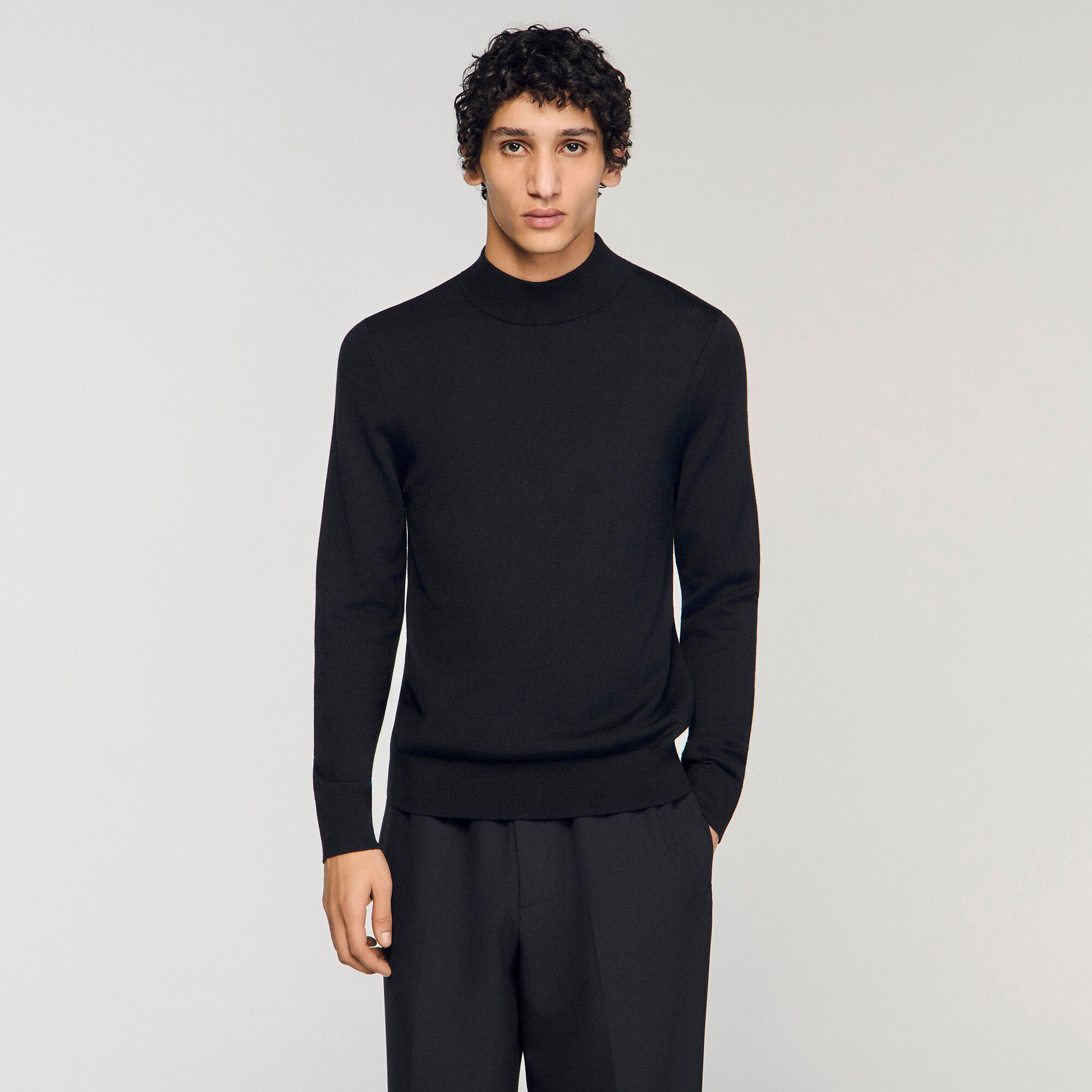 Wool sweater with high neck