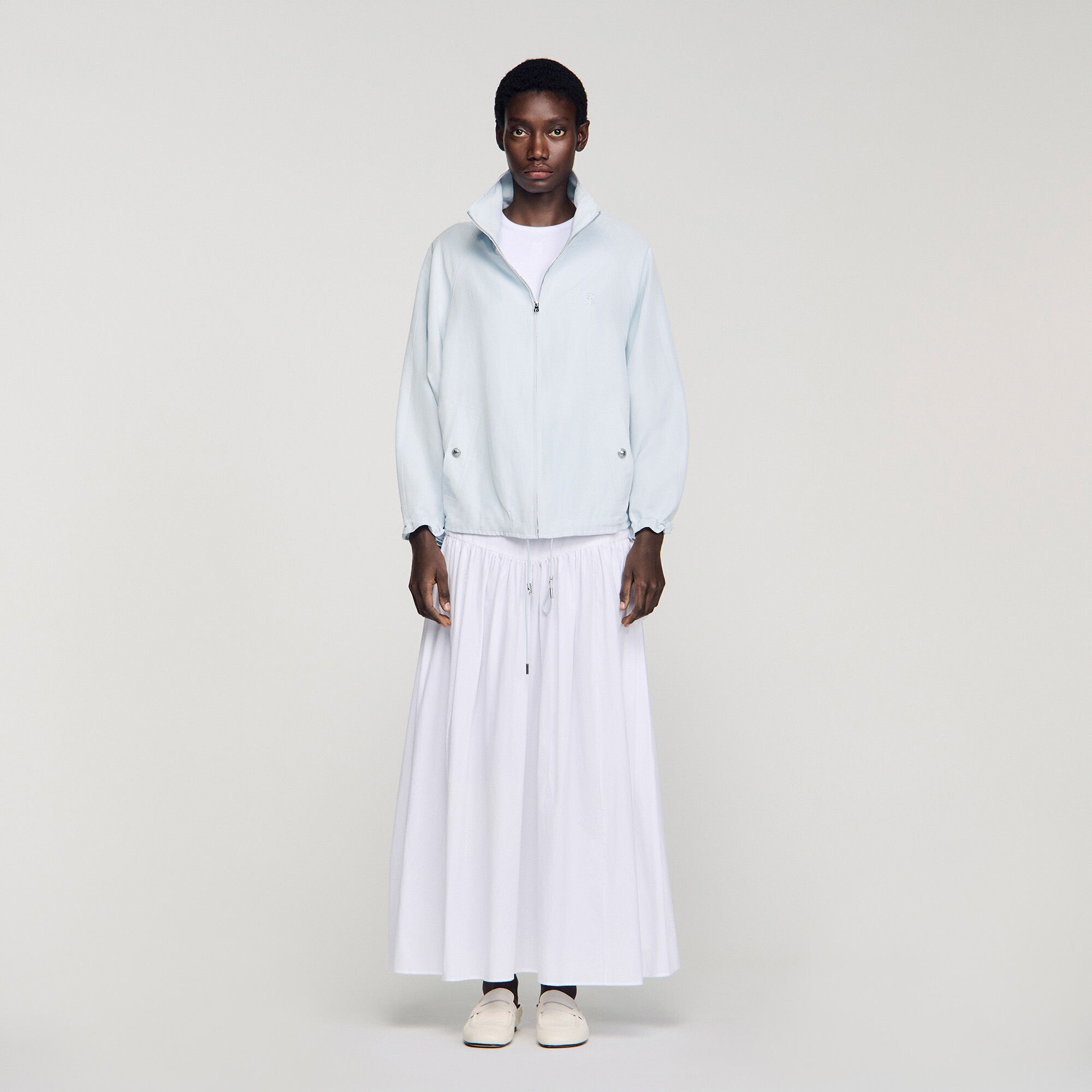 Embroidered collar oversized jacket