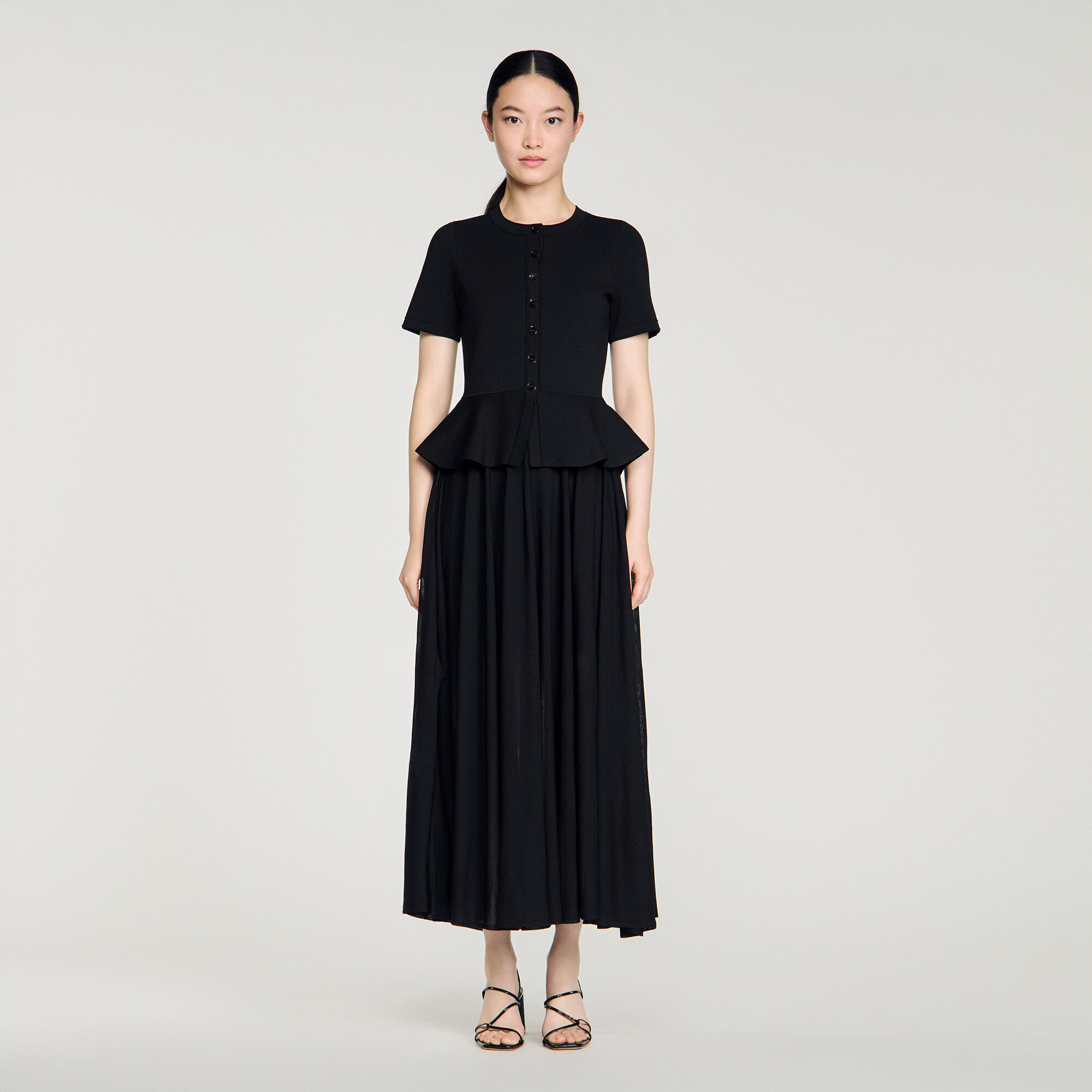 Peplum knit maxi dress
