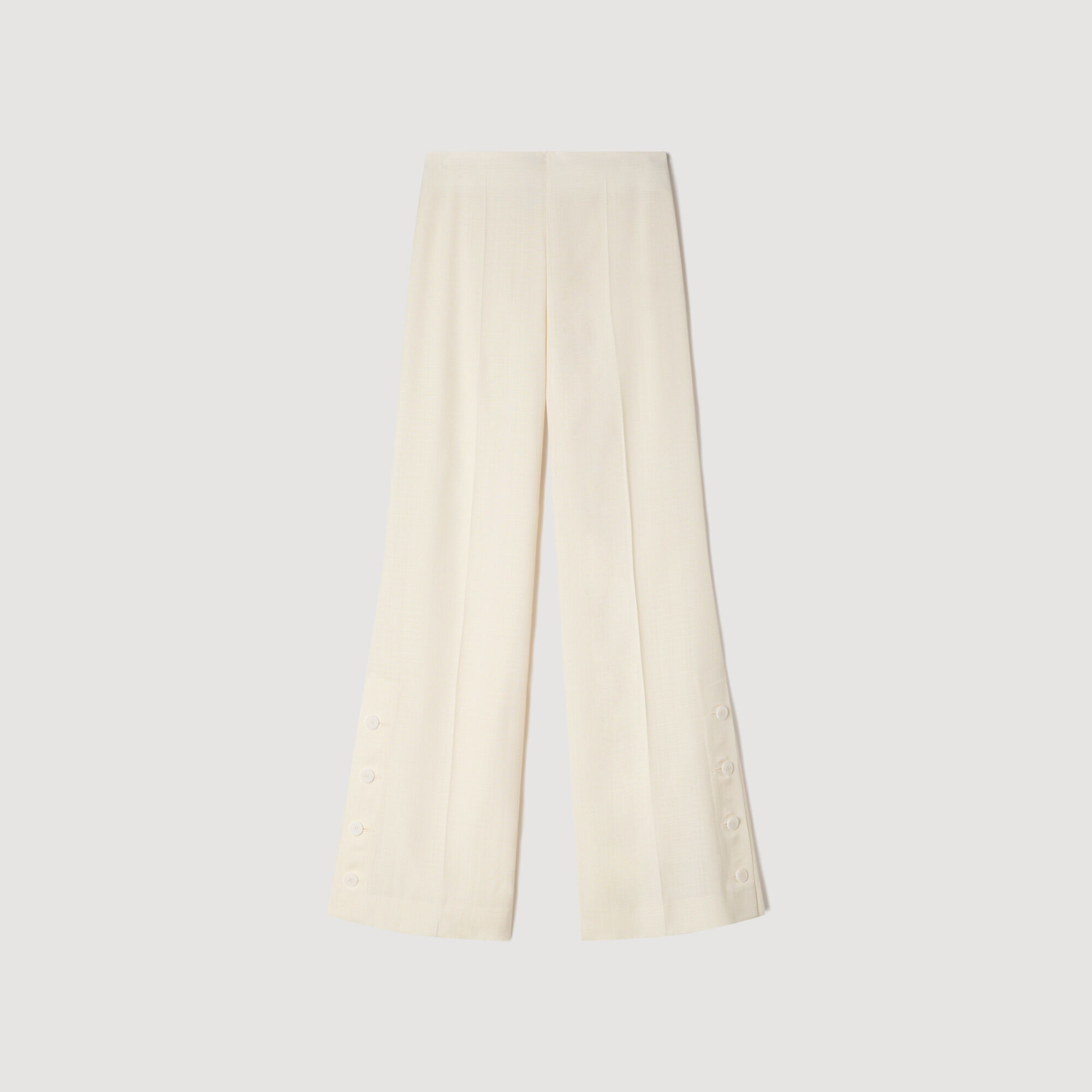 Buttoned-slit straight-leg trousers