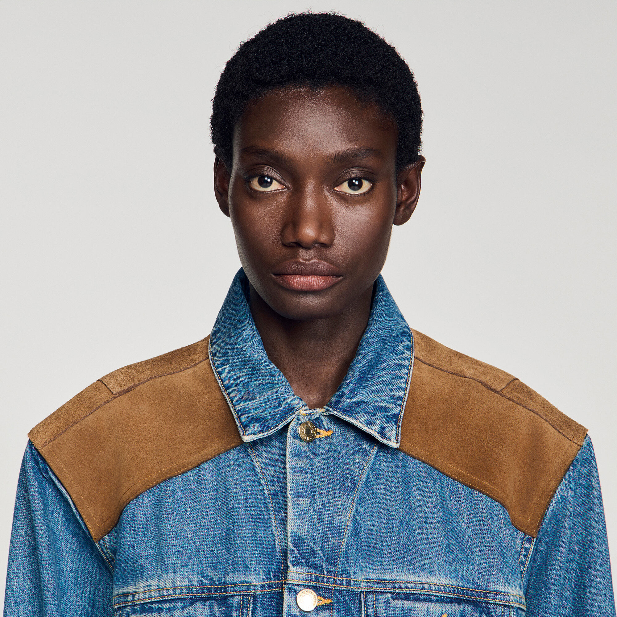 Denim and suede jacket