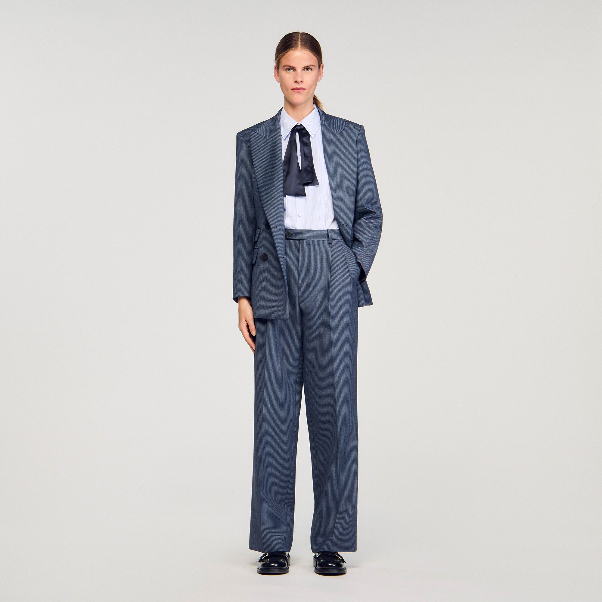 Striped wide-leg trousers