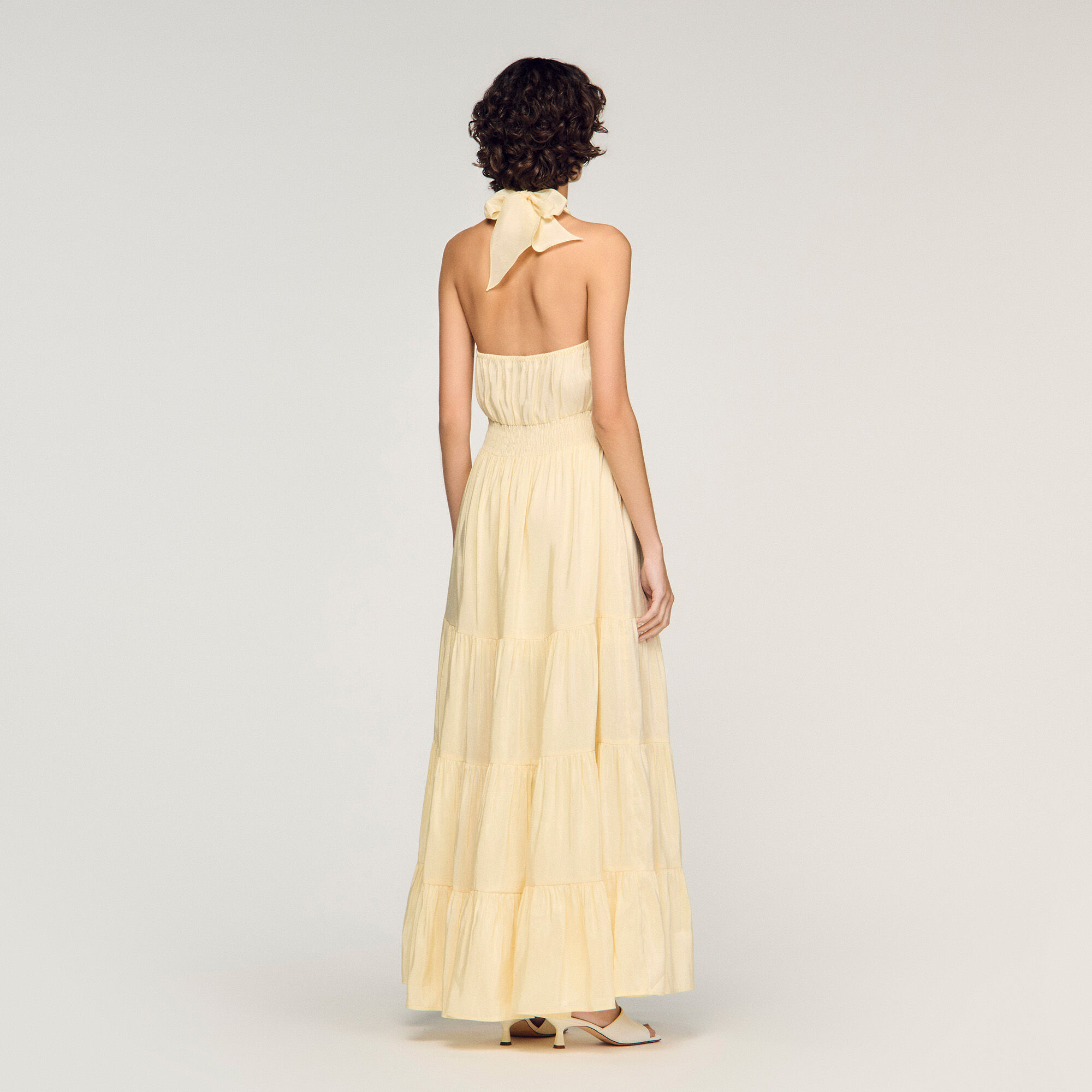 Floral neck linen maxi dress
