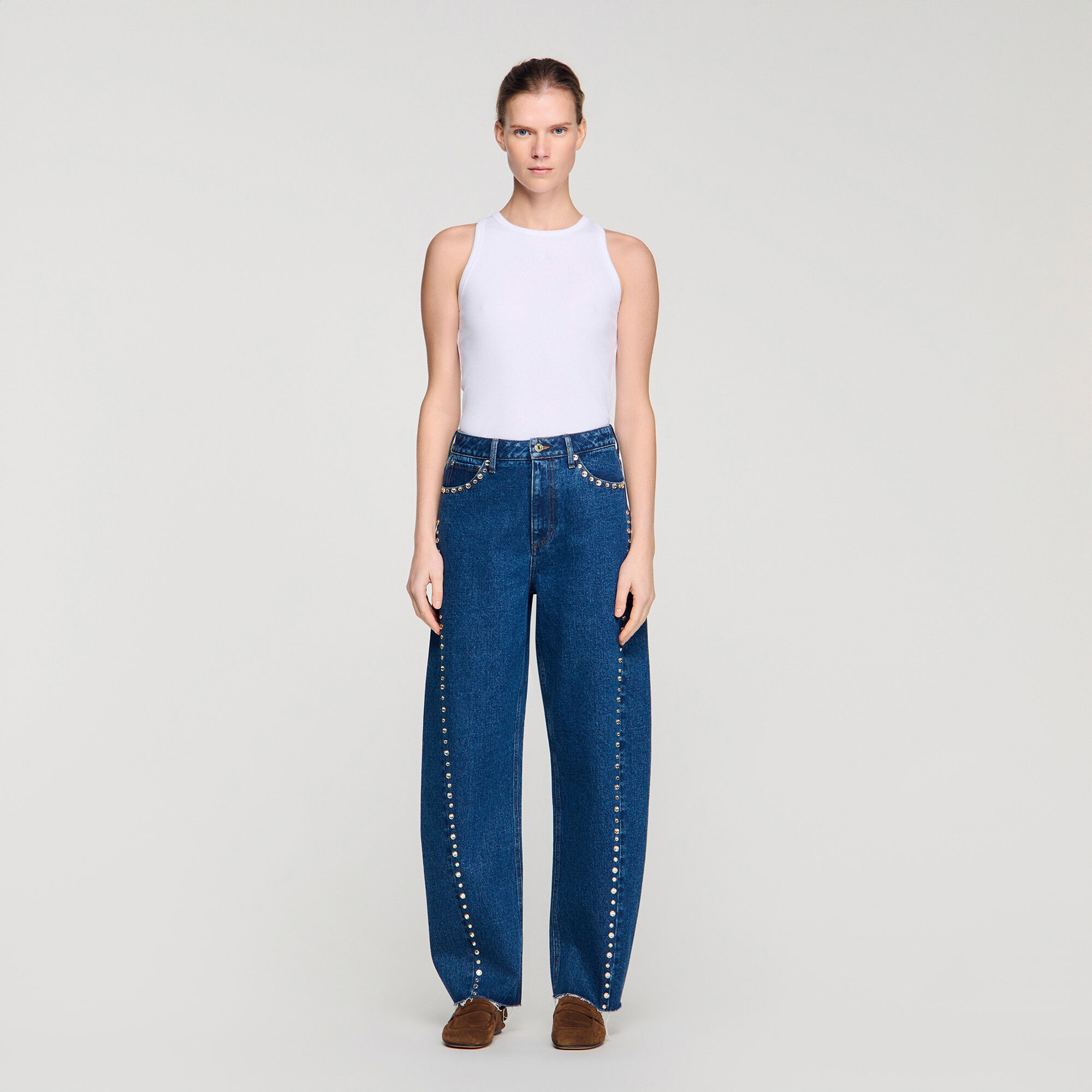 Rhinestone barrel jeans
