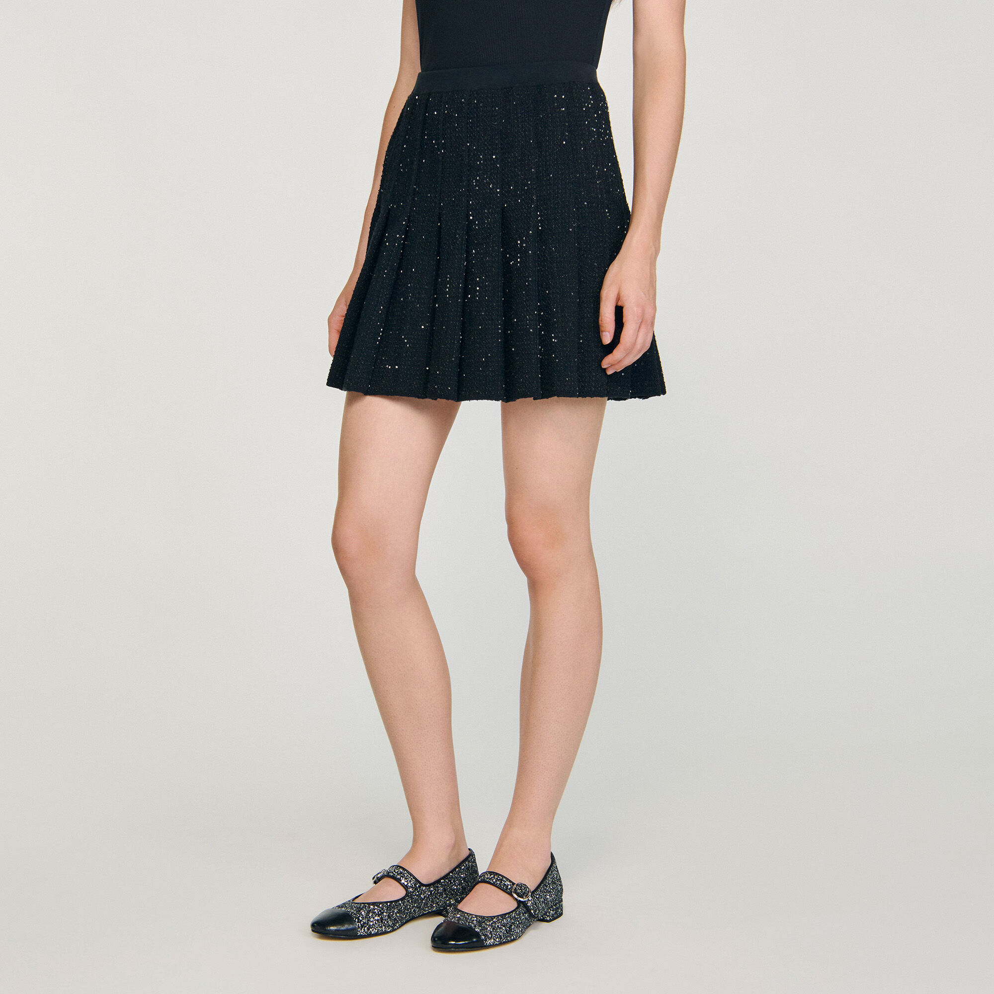 Embellished tweed mini skirt
