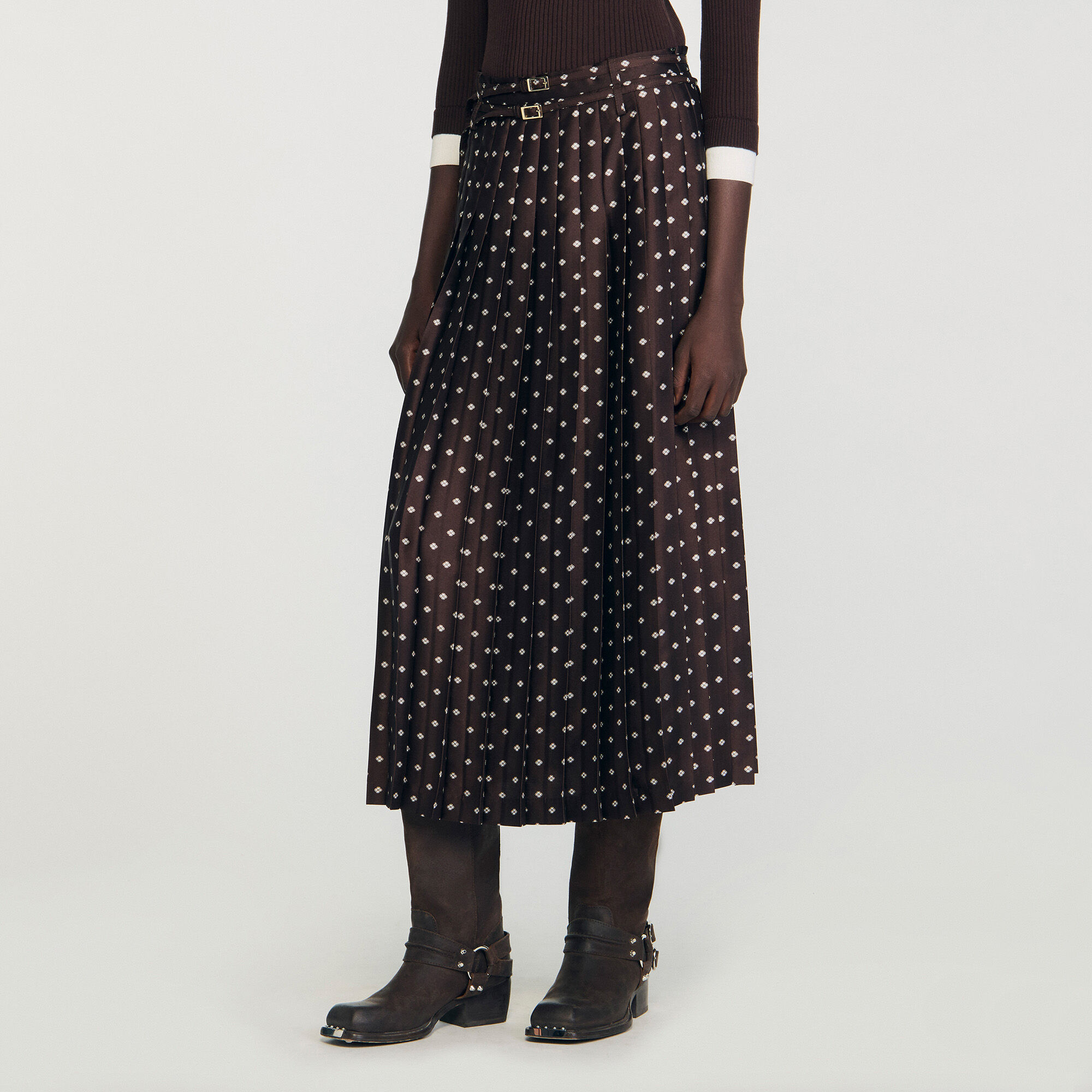 Scarf print midi skirt