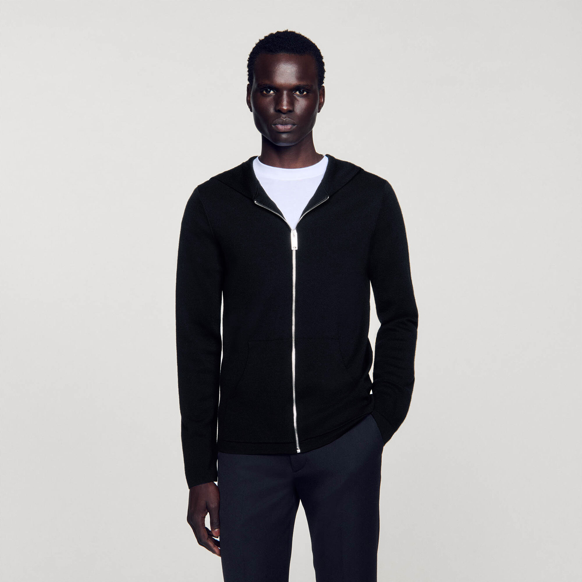Zipped cardigan with hood
