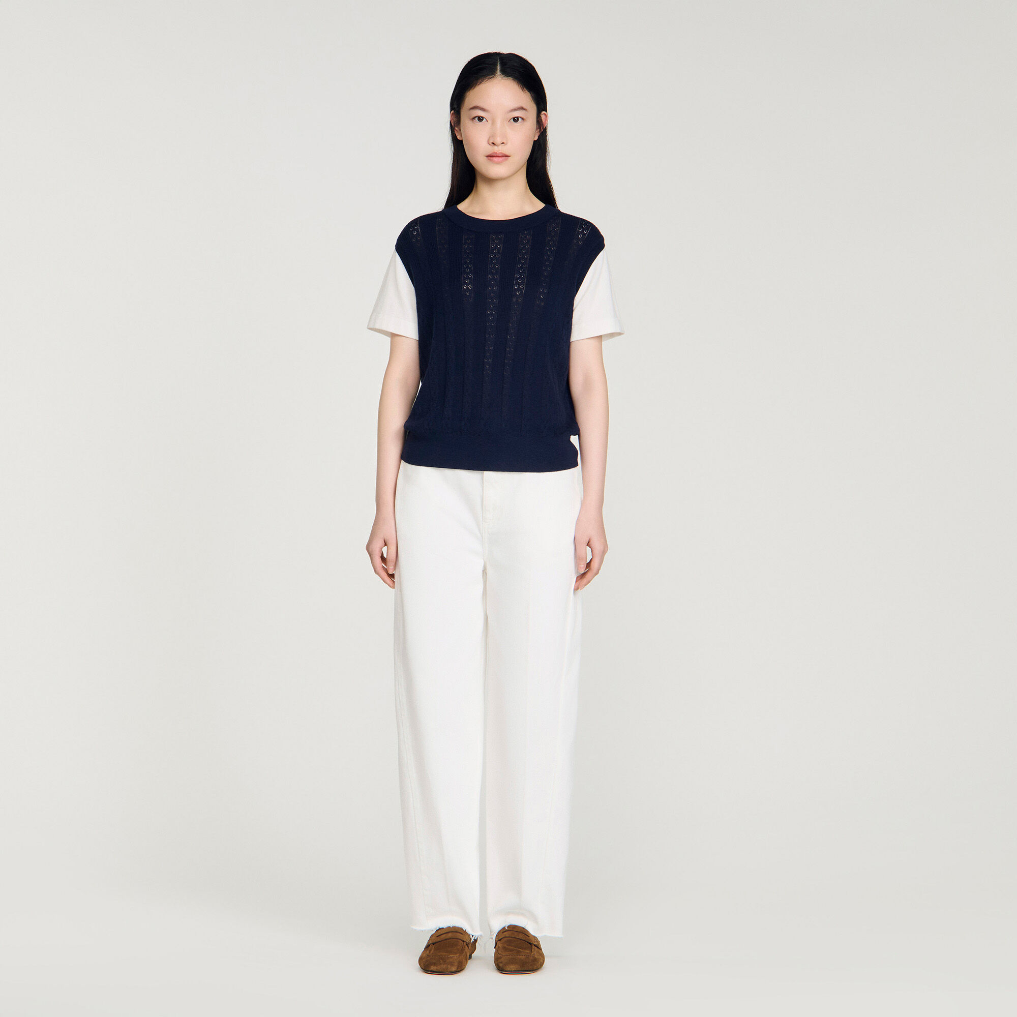 Pointelle knit sweater