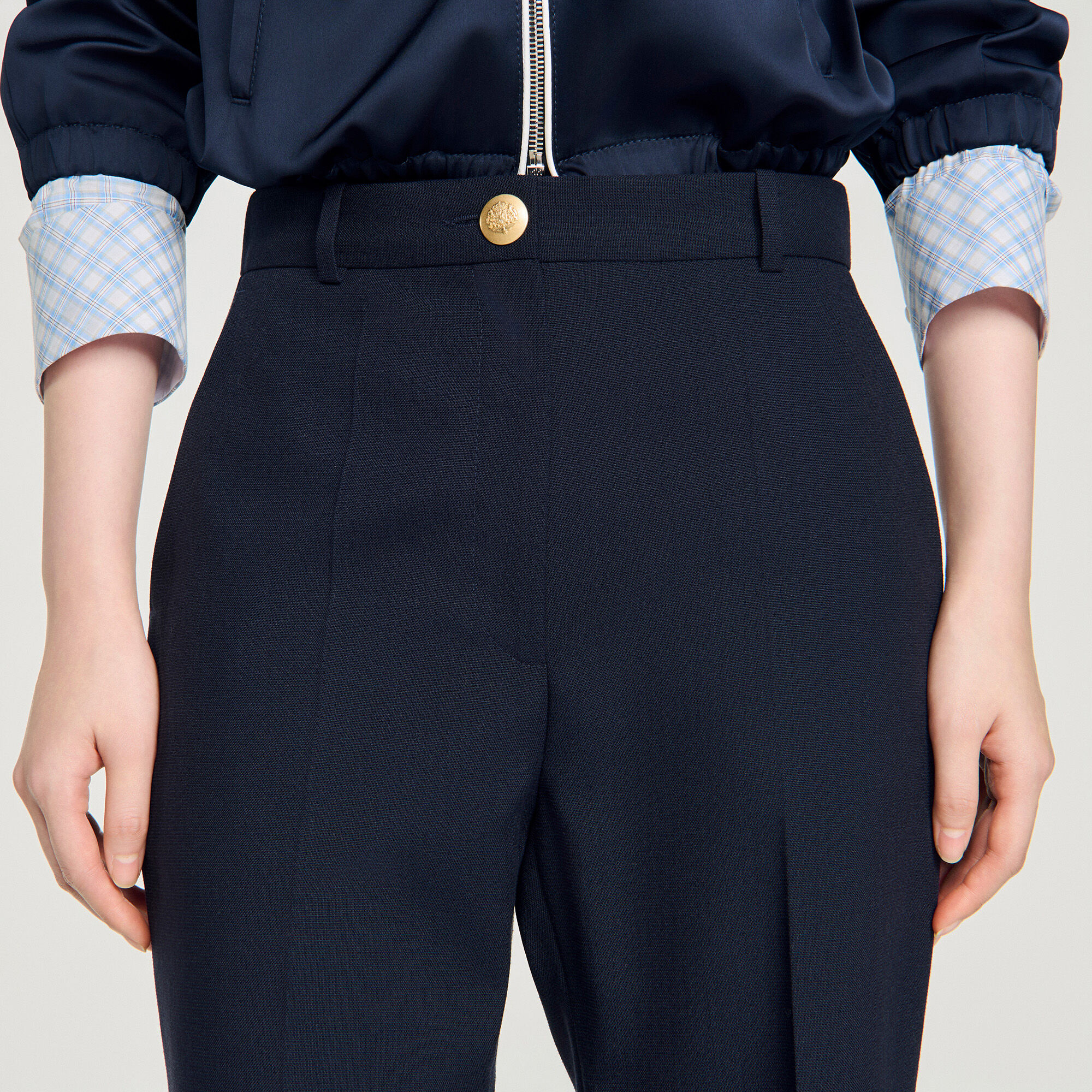 Wide-leg wool trousers