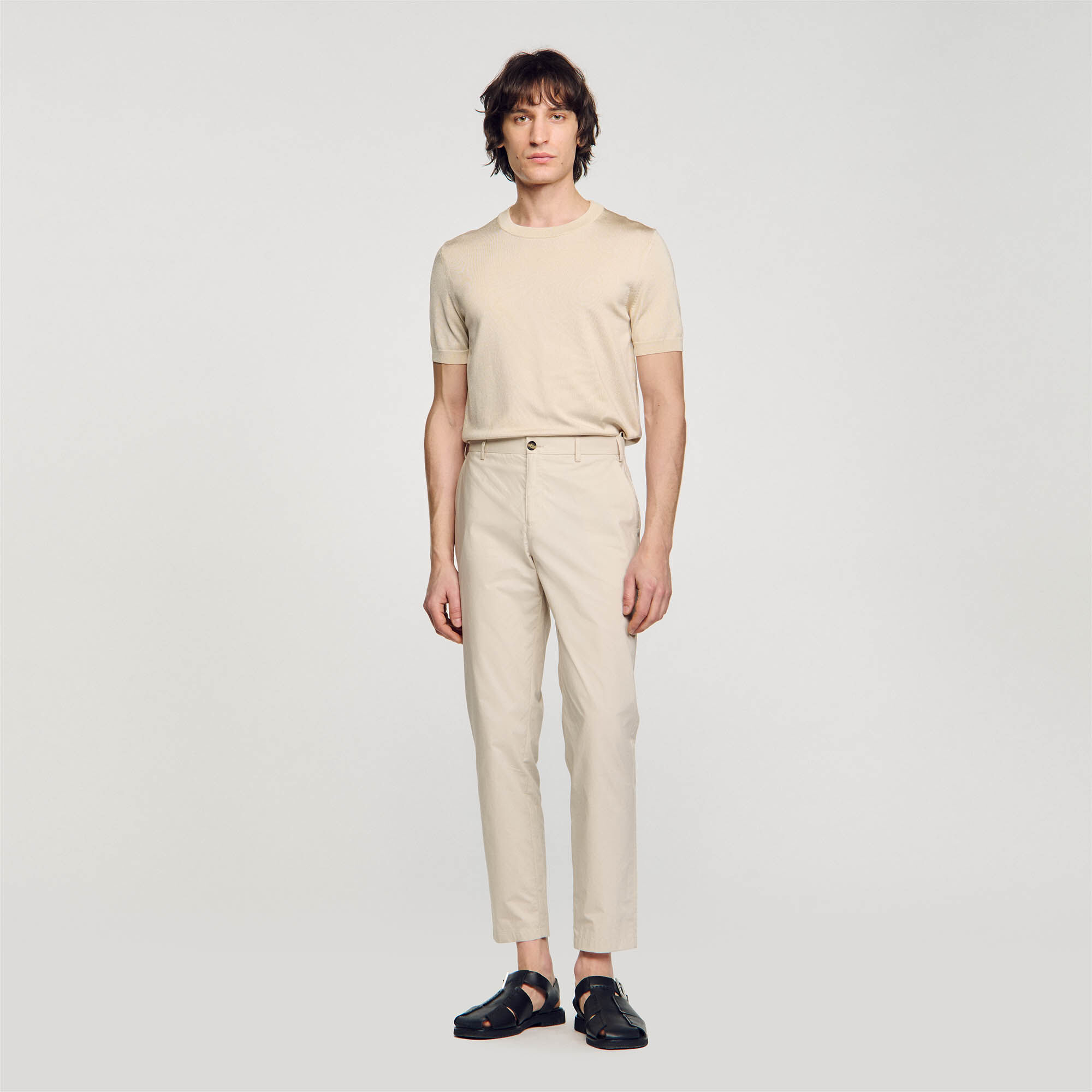 Cotton carrot-cut trousers