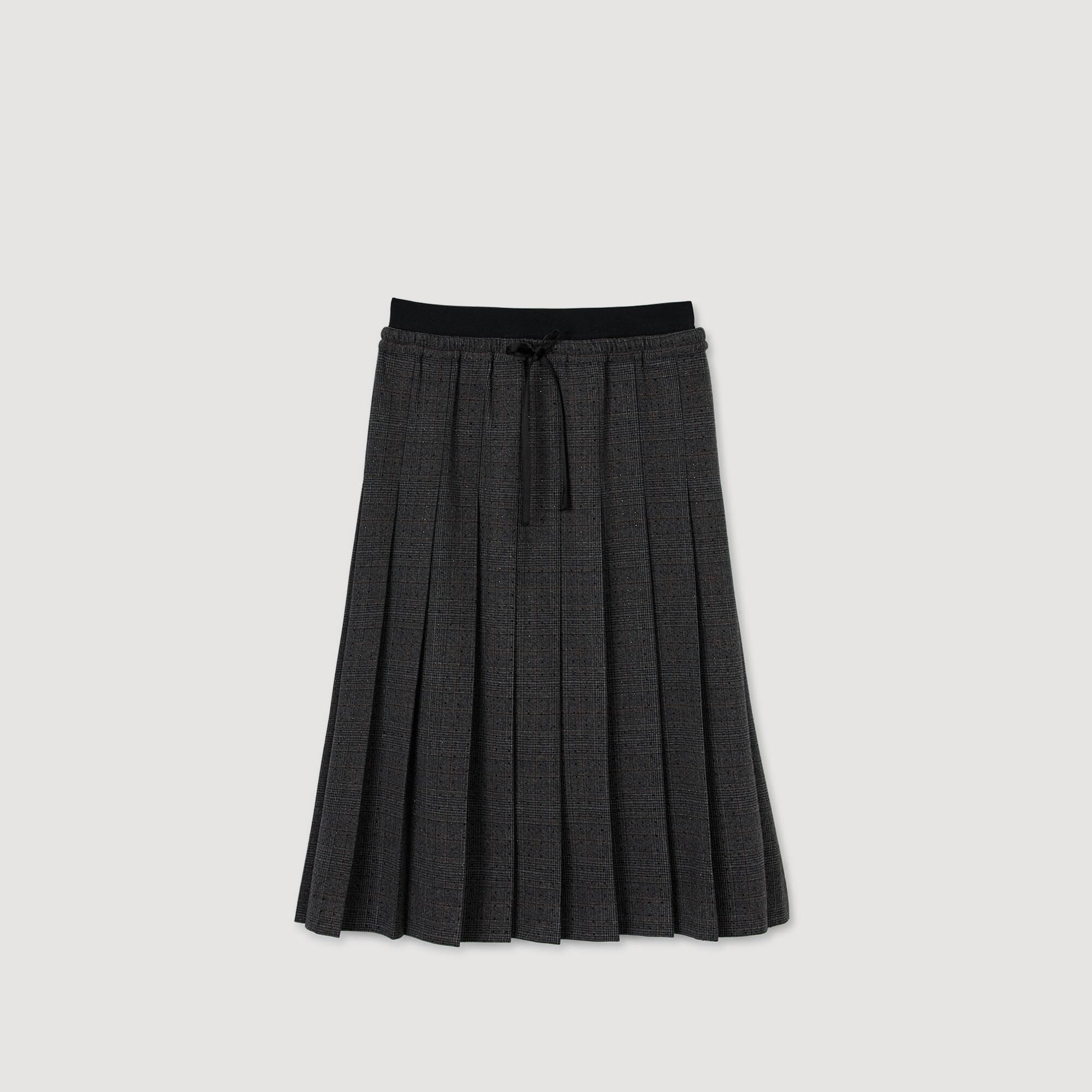 Midi pleated rhinestone skirt