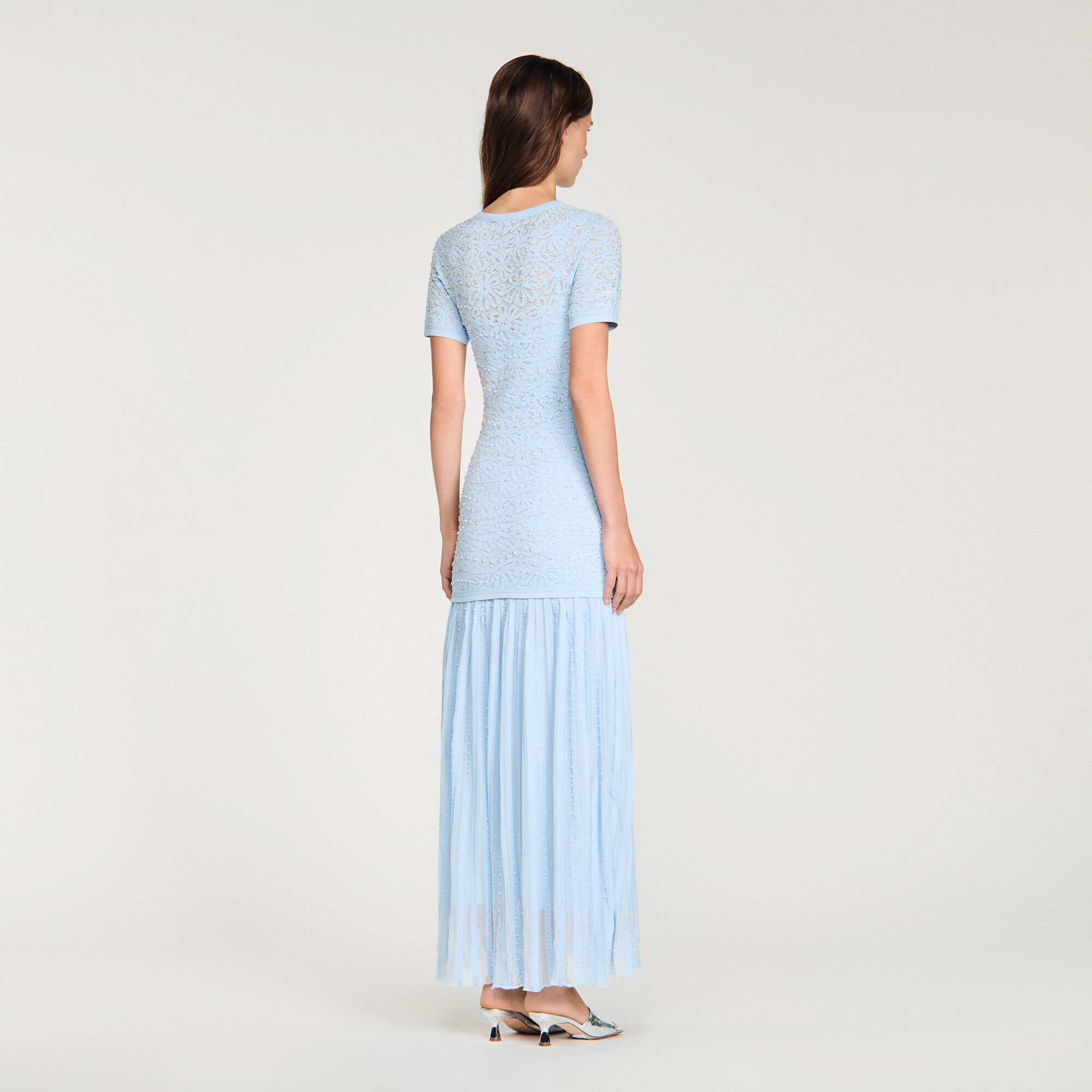 Beaded knit maxi dress