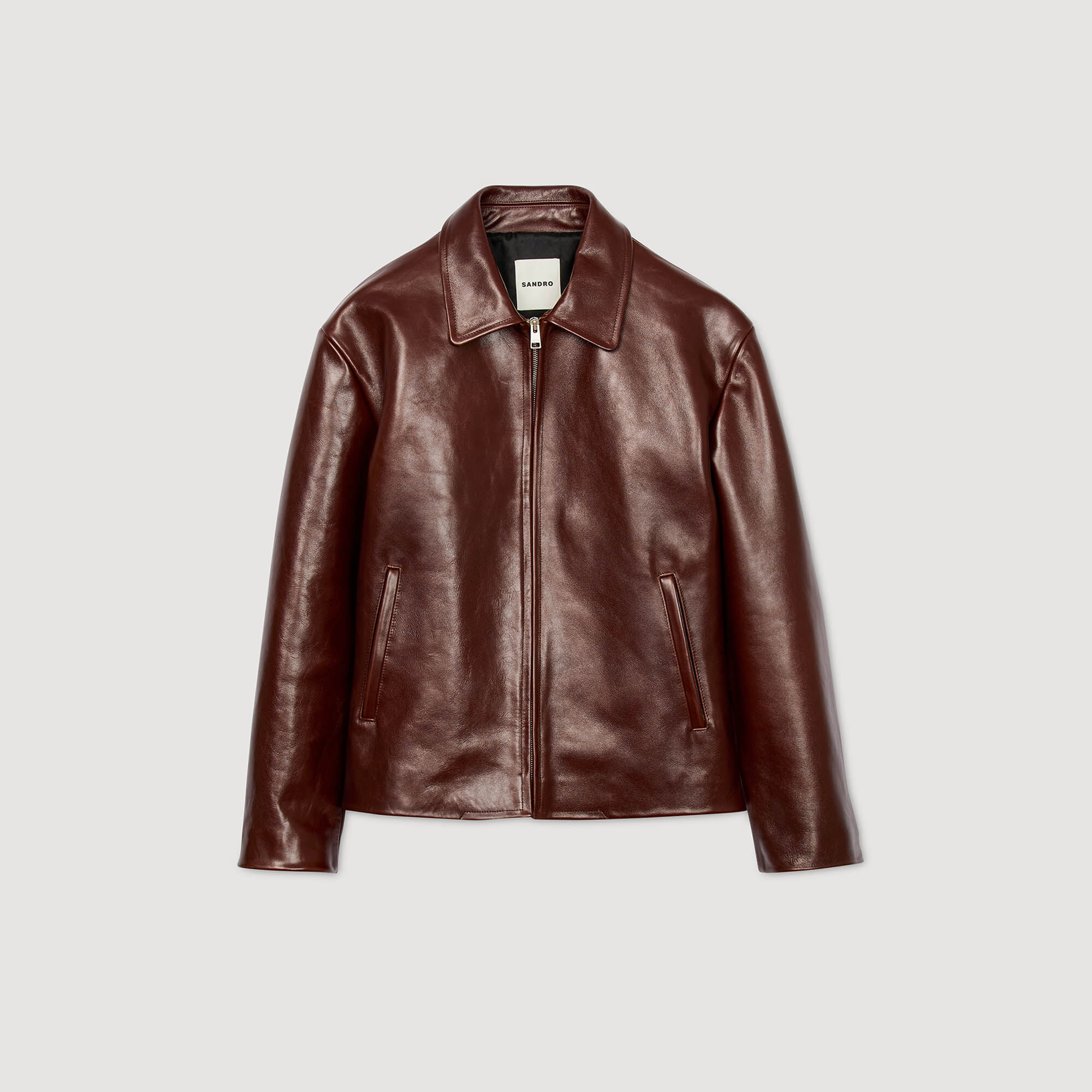 Classic zip-up leather jacket