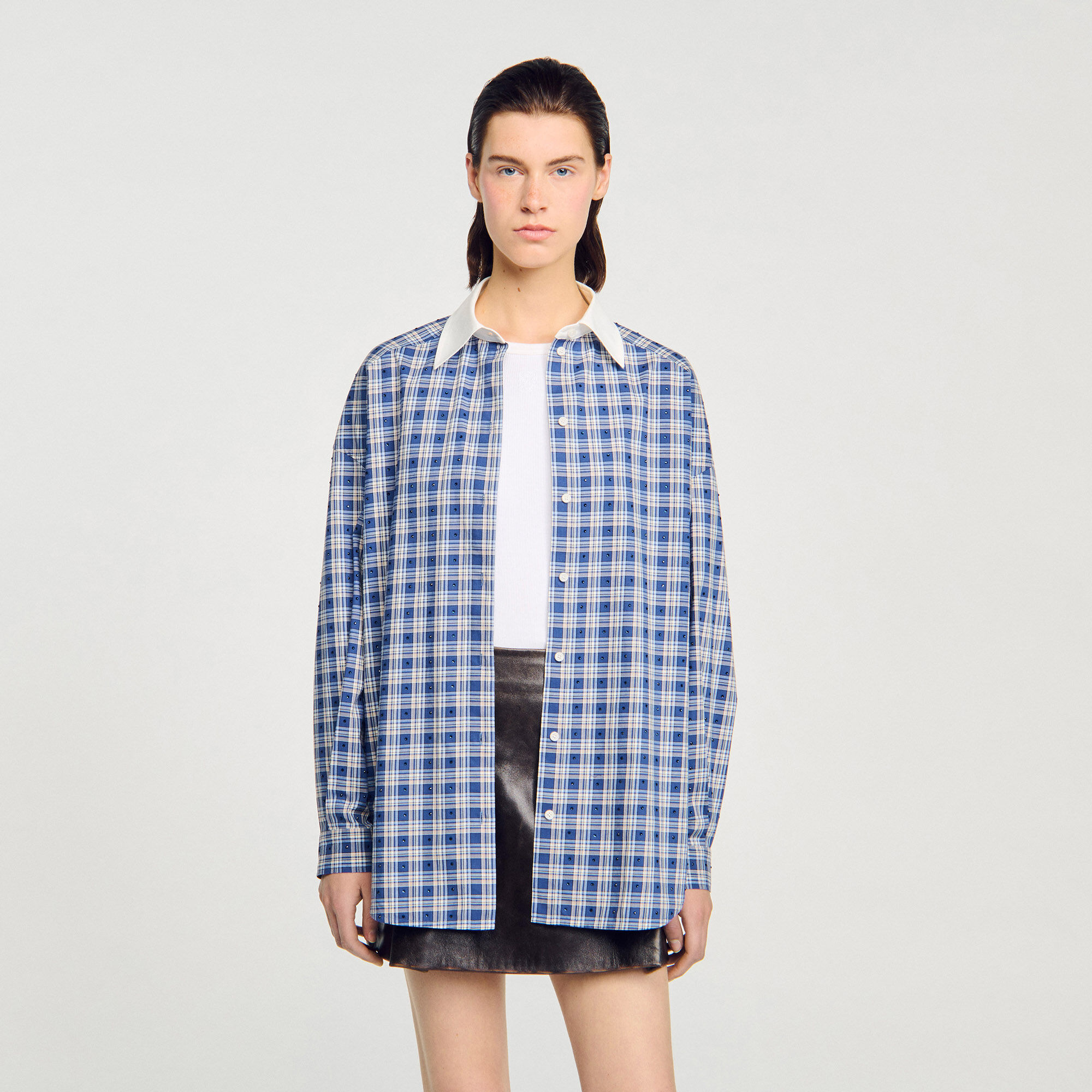 Rhinestone checkered shirt