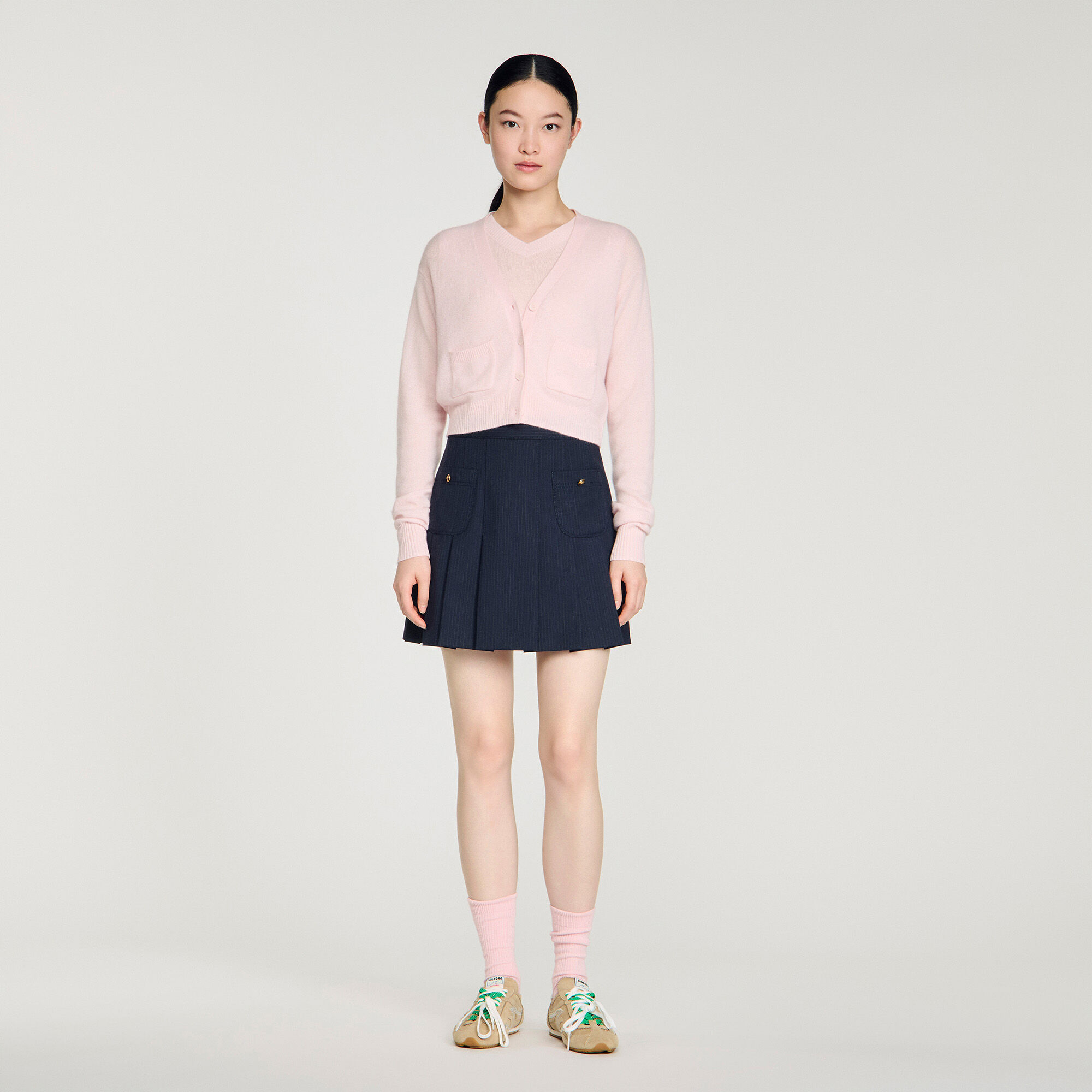 Cropped cashmere wool cardigan