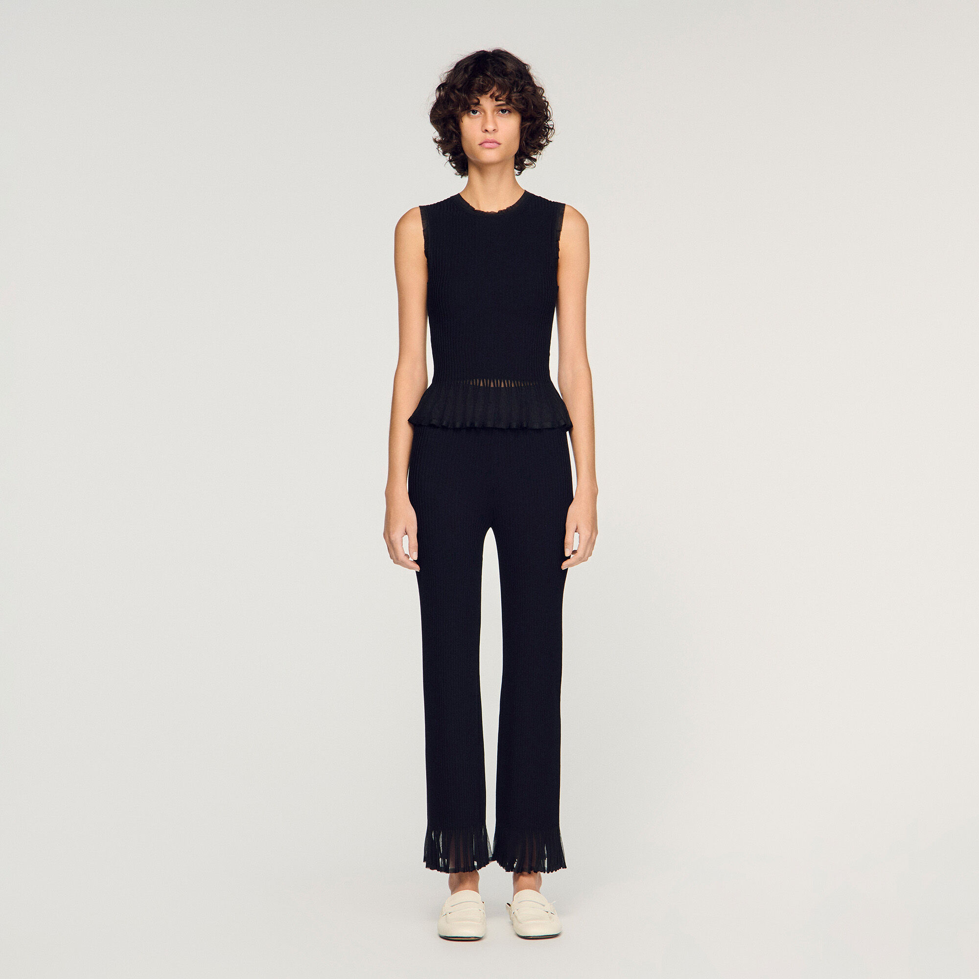 Ruffled ottoman knit top