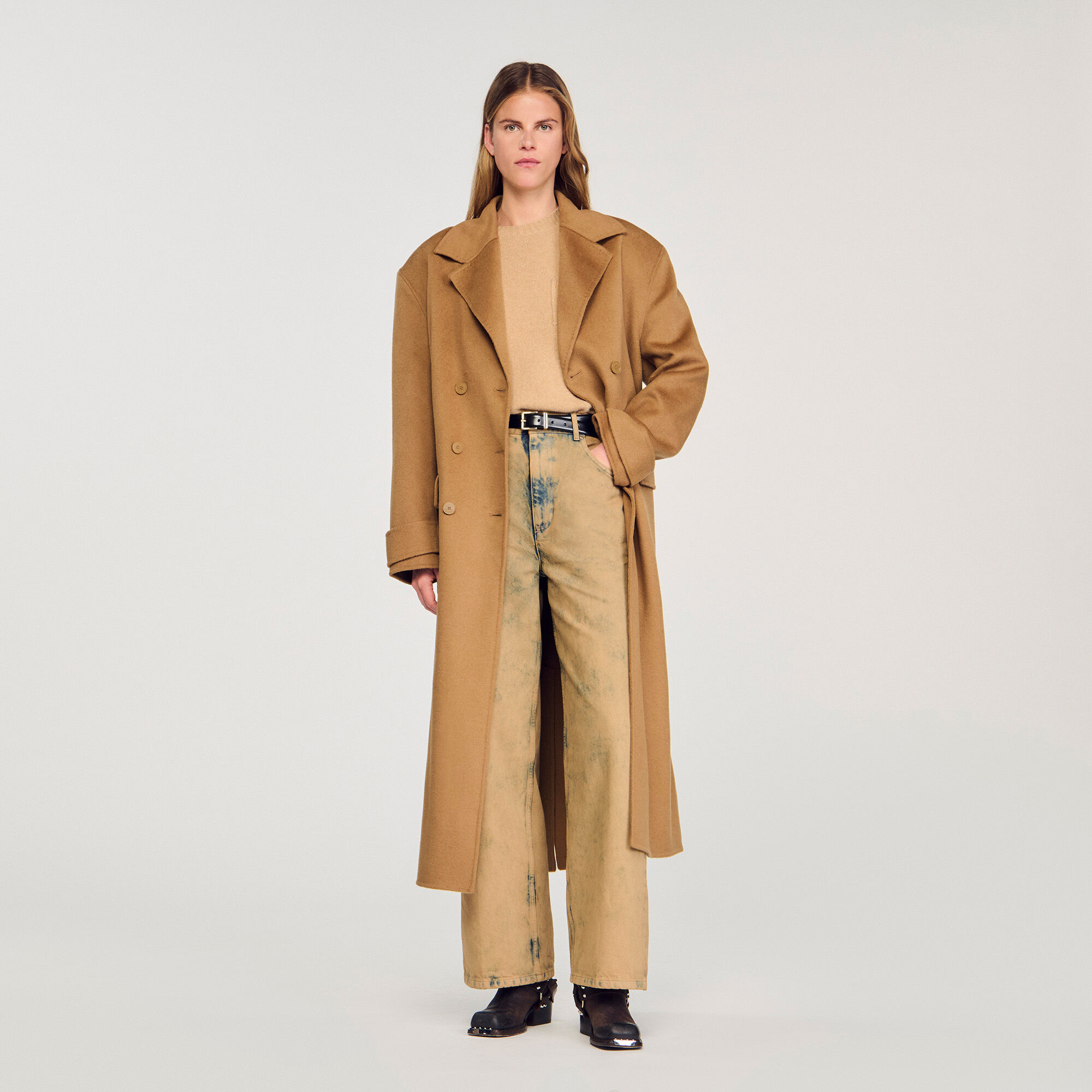 Oversized Wool Coat with removable scarf