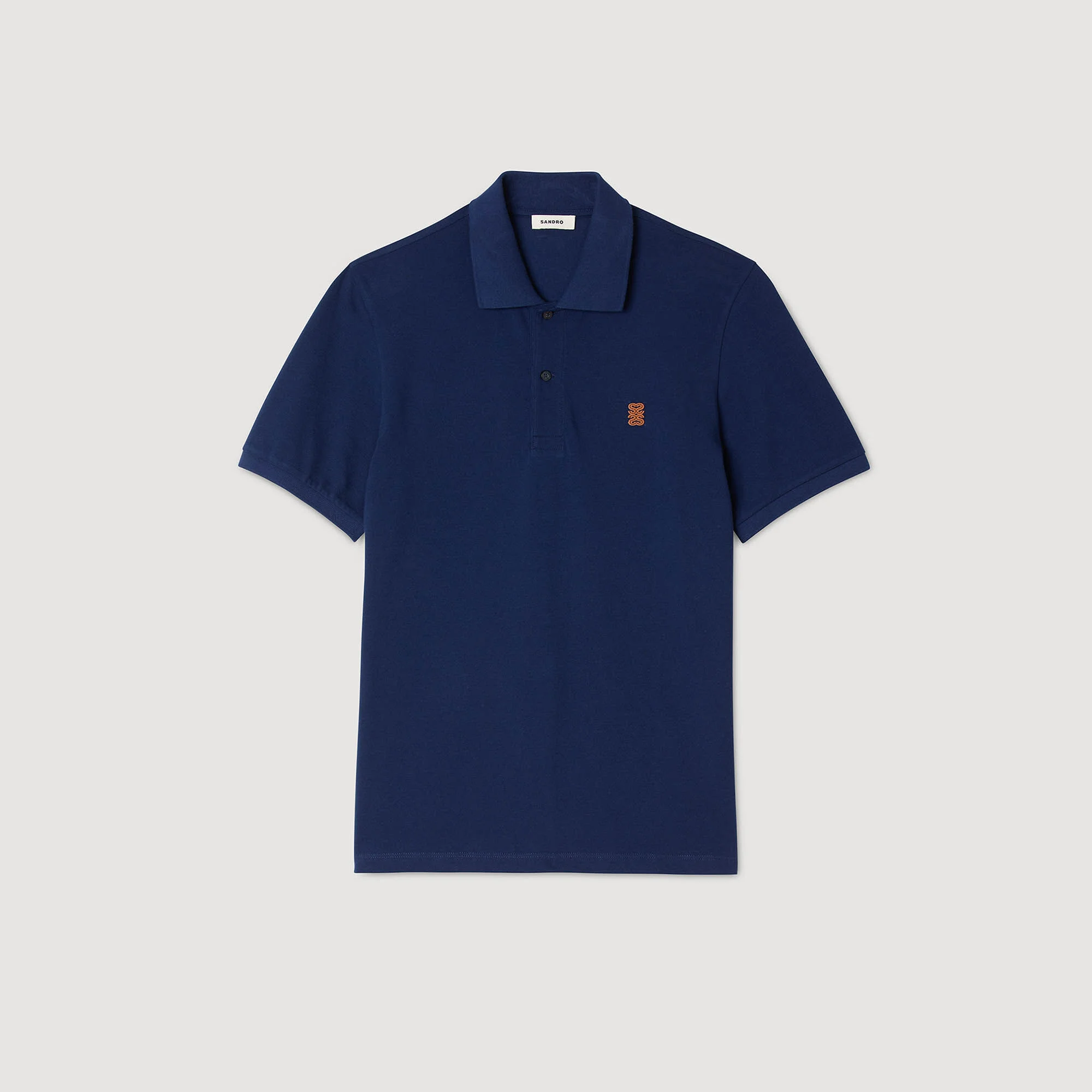 Polo shirt with leather logo