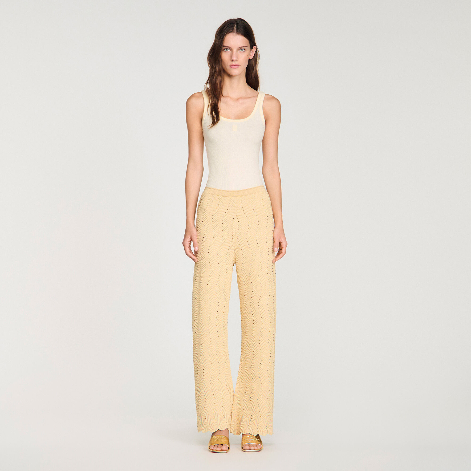Rhinestone knit trousers