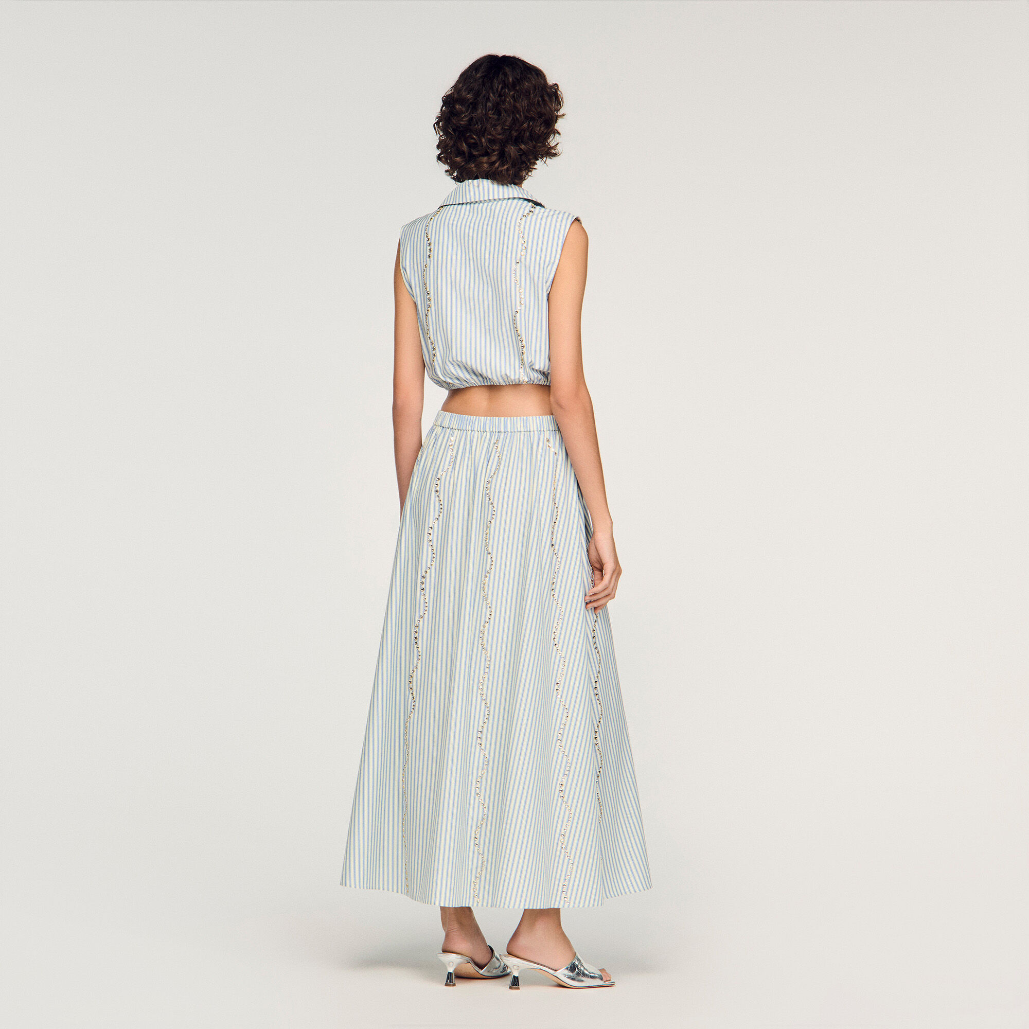 Rhinestone striped maxi skirt