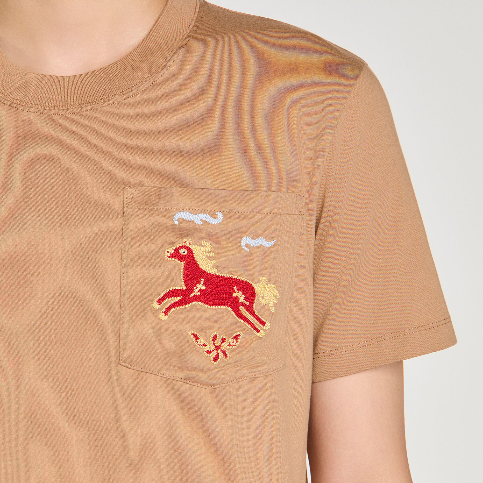 Embroidered horse cotton T-shirt