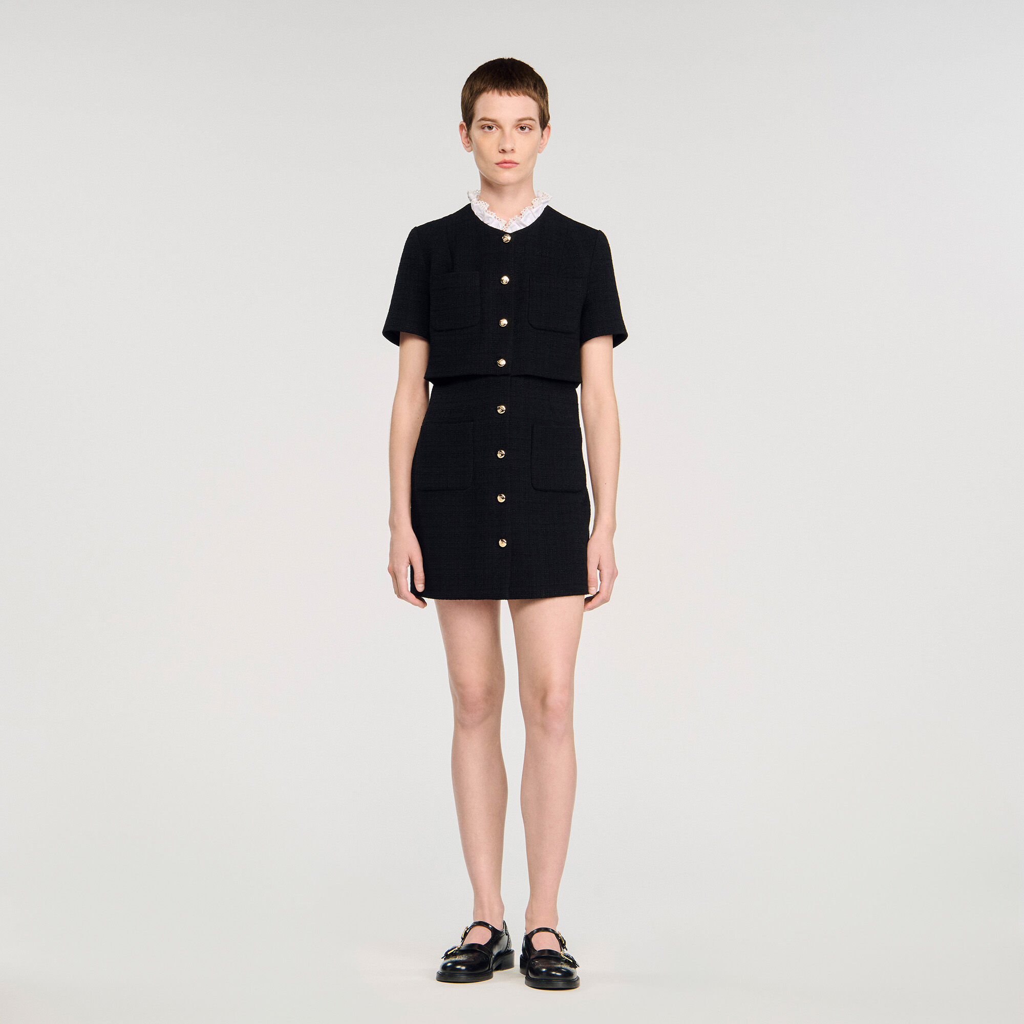 Mini dress with detachable collar