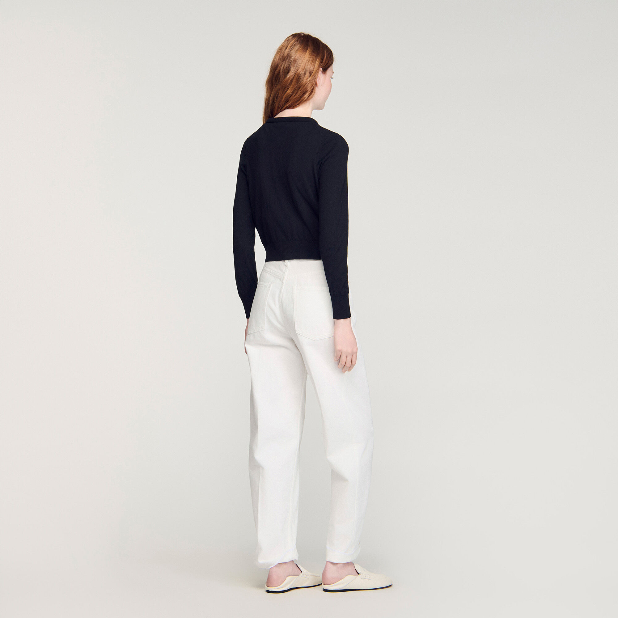 Padded round neck cropped cardigan