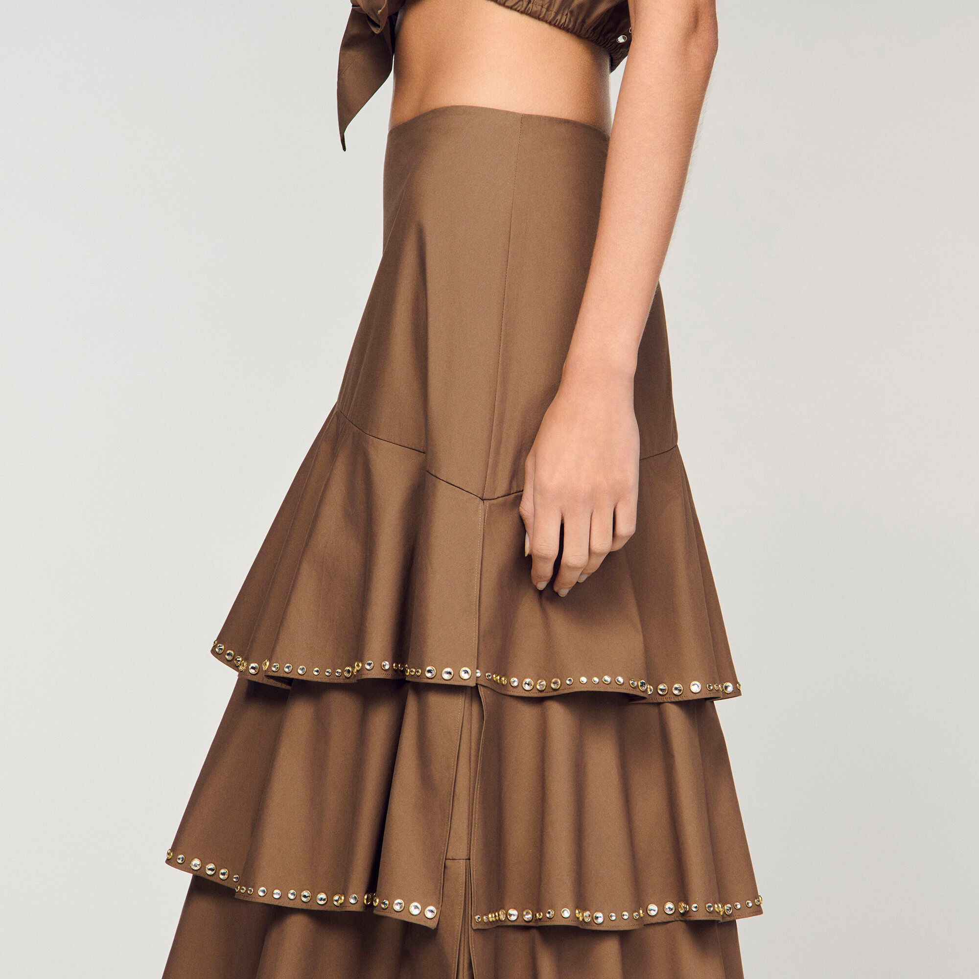 Maxi ruffled rhinestone skirt
