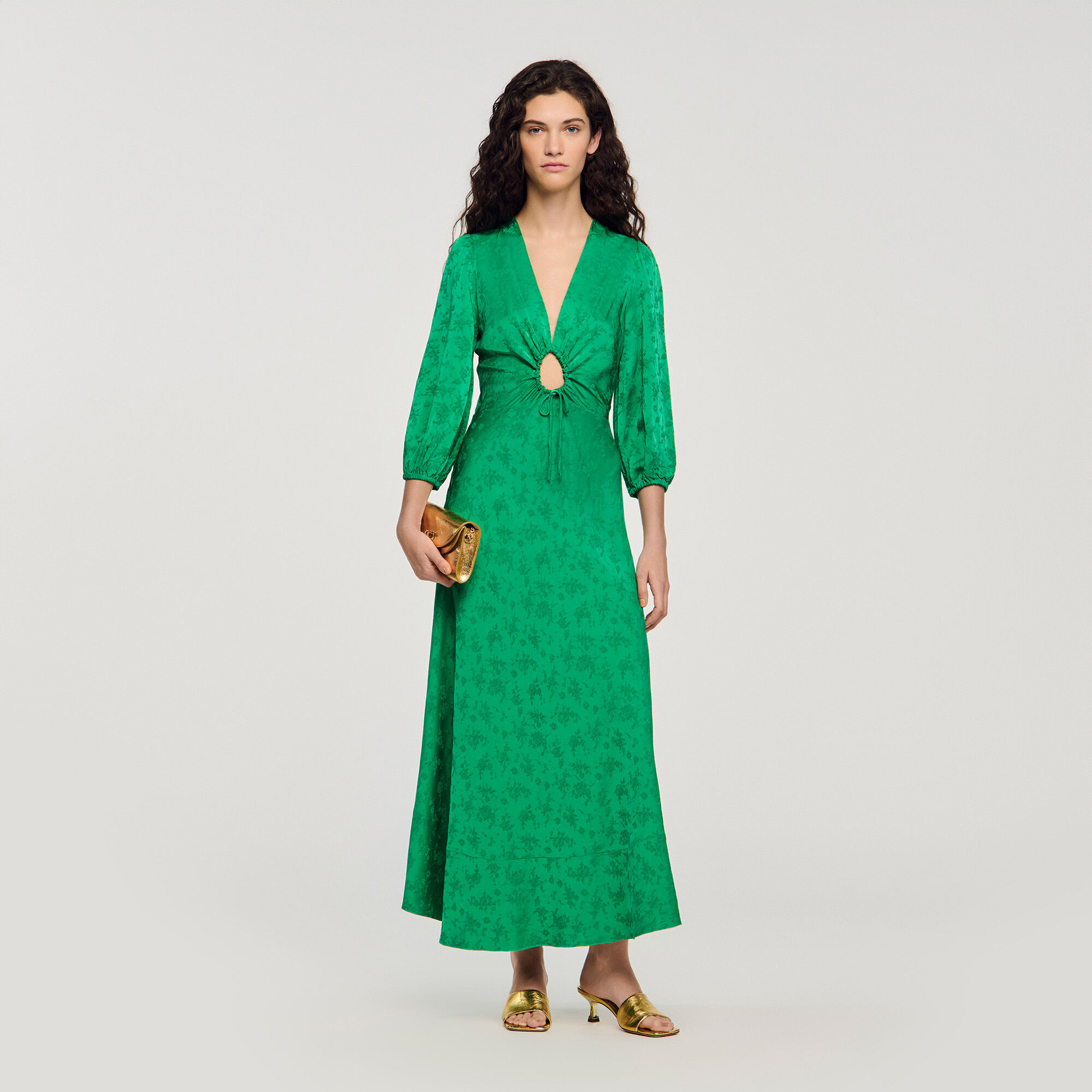 Floral jacquard maxi dress