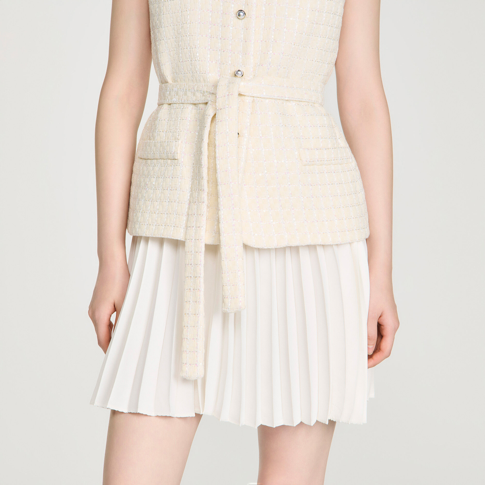 Two-material mini dress