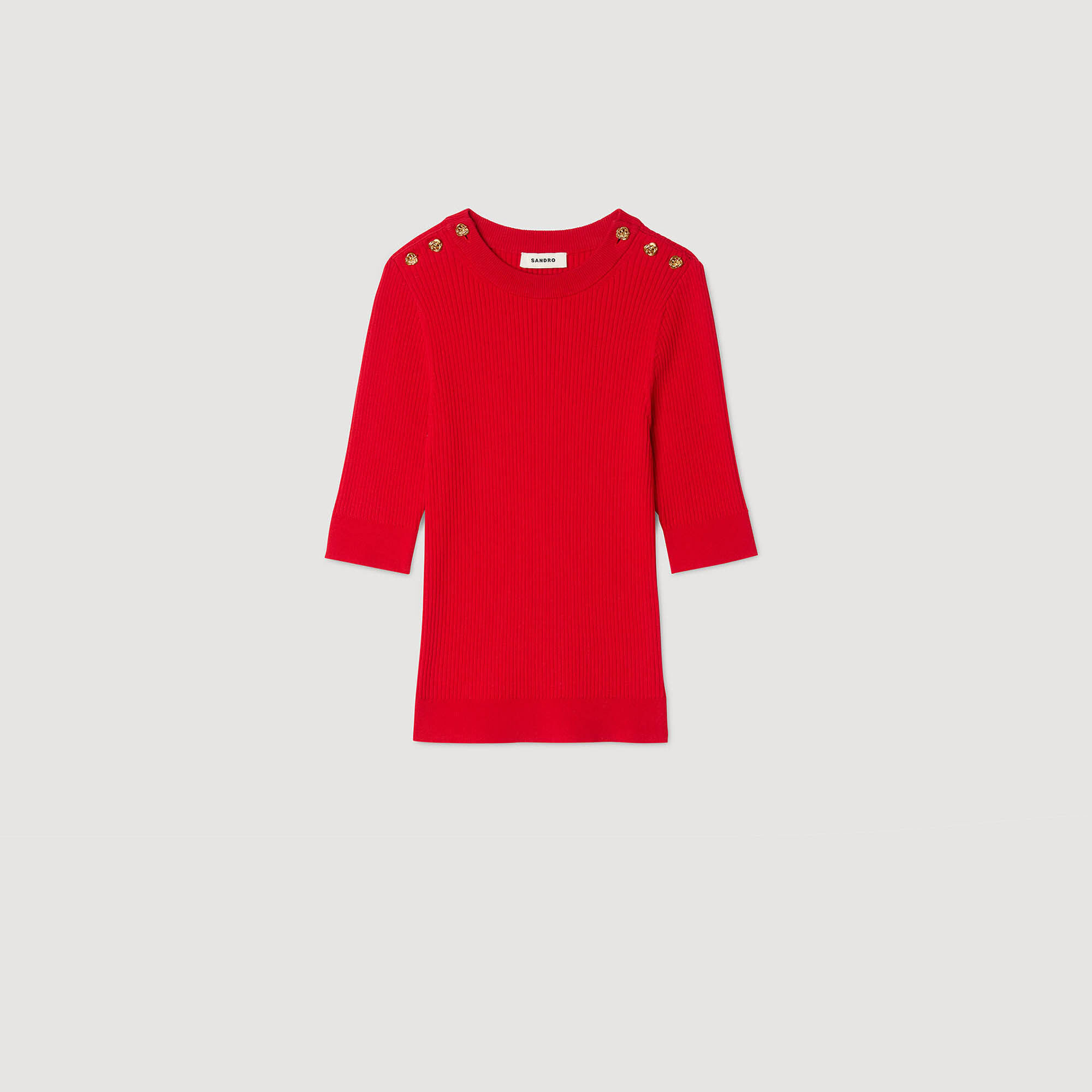 Short-sleeve ribbed sweater