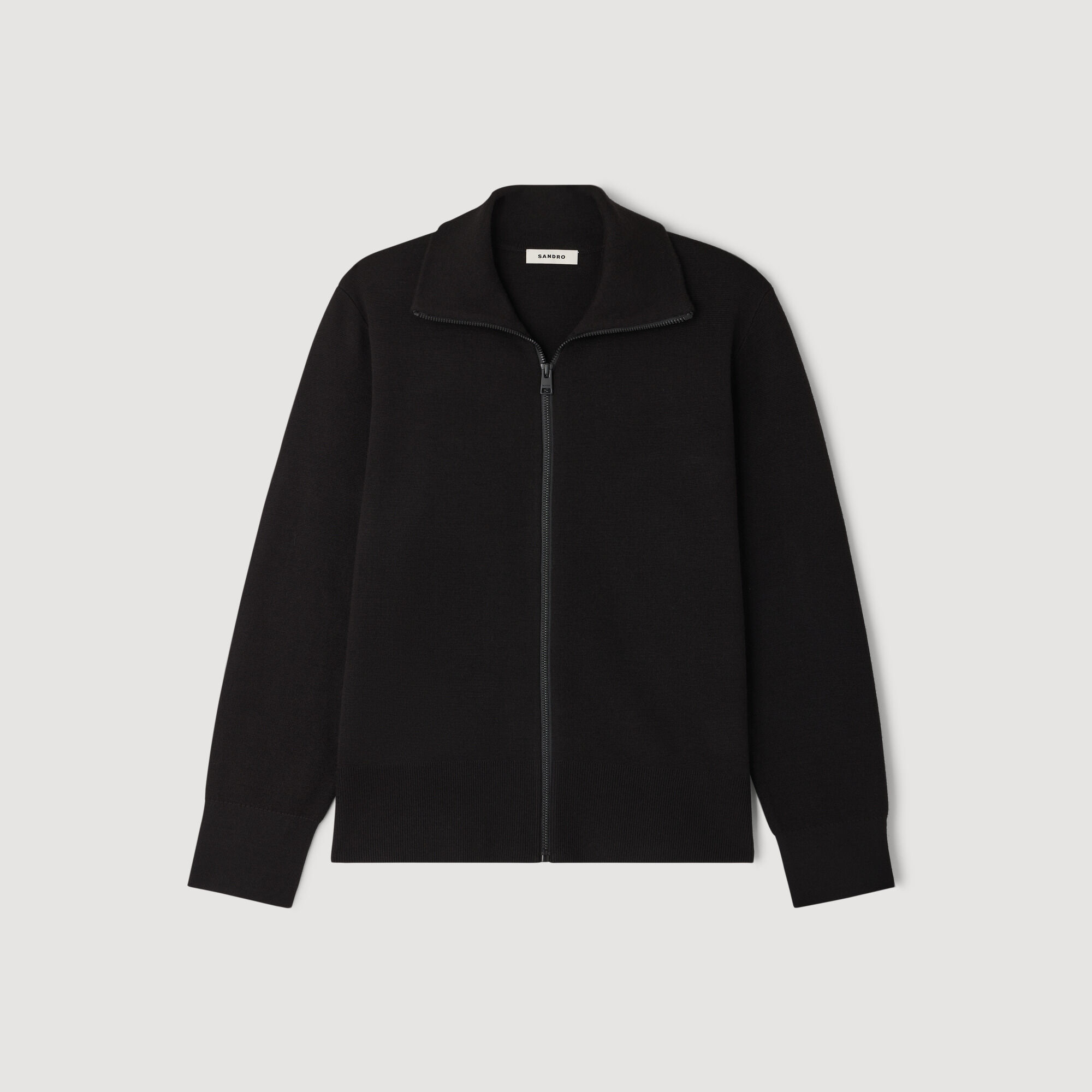 Zip-up wool cardigan