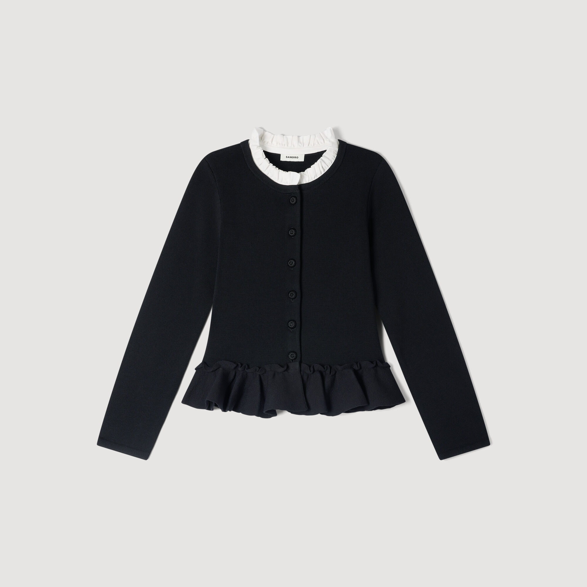 Removable collar peplum cardigan