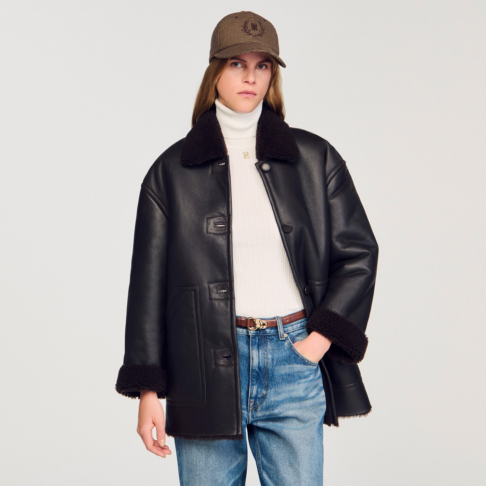 Aviator shearling coat