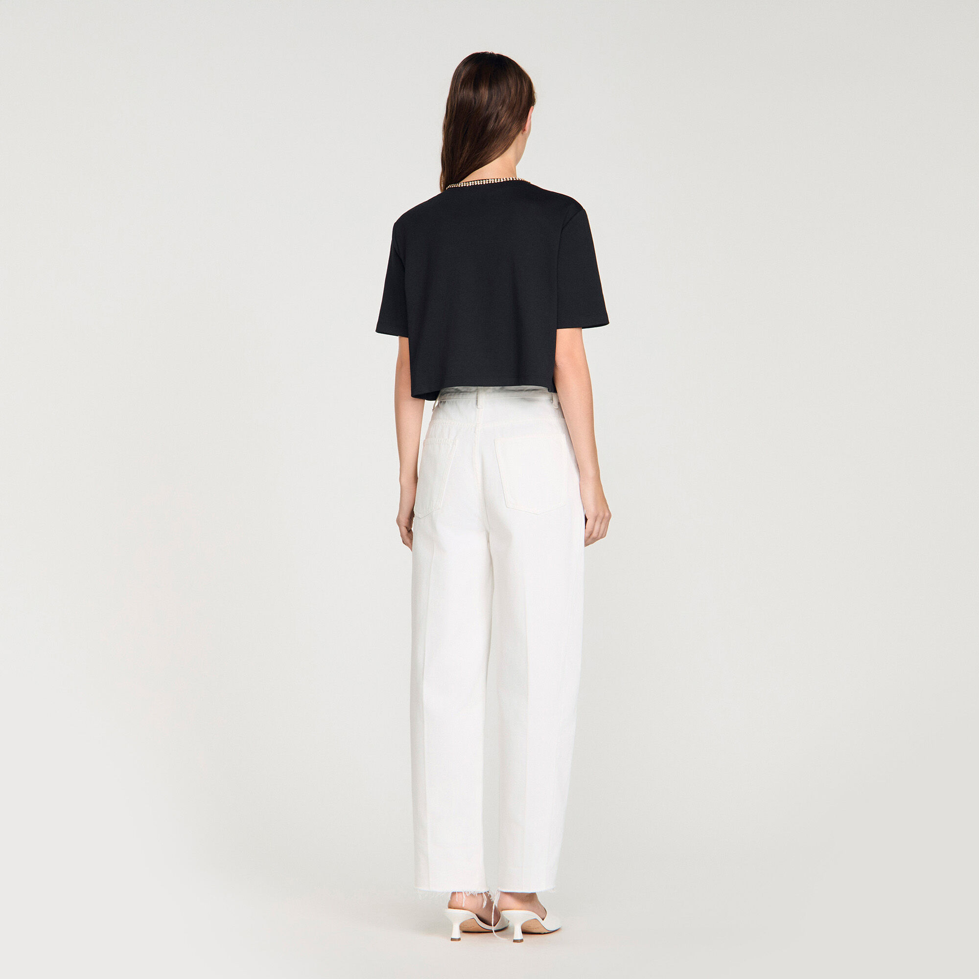 Rhinestone cropped T-shirt