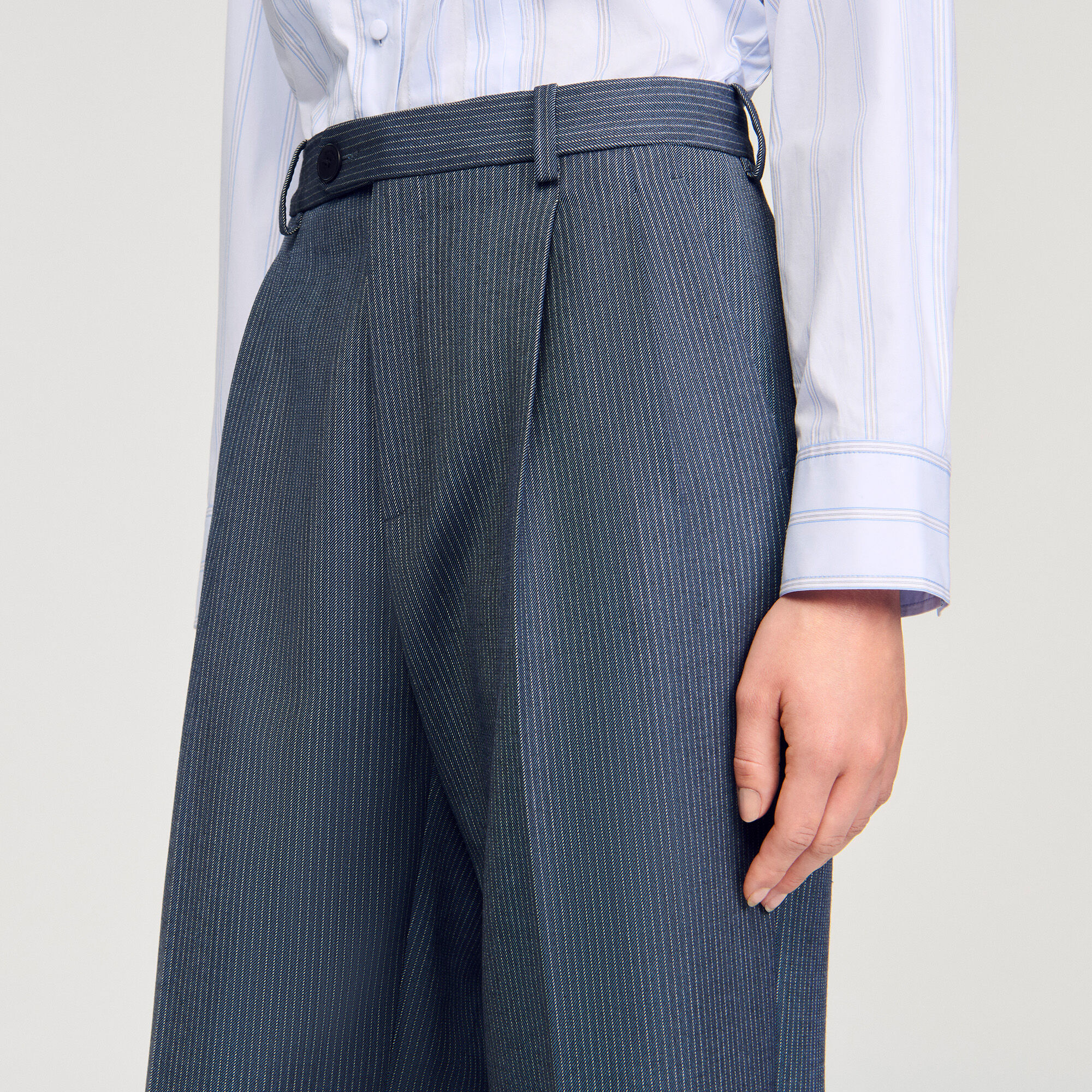 Striped wide-leg trousers