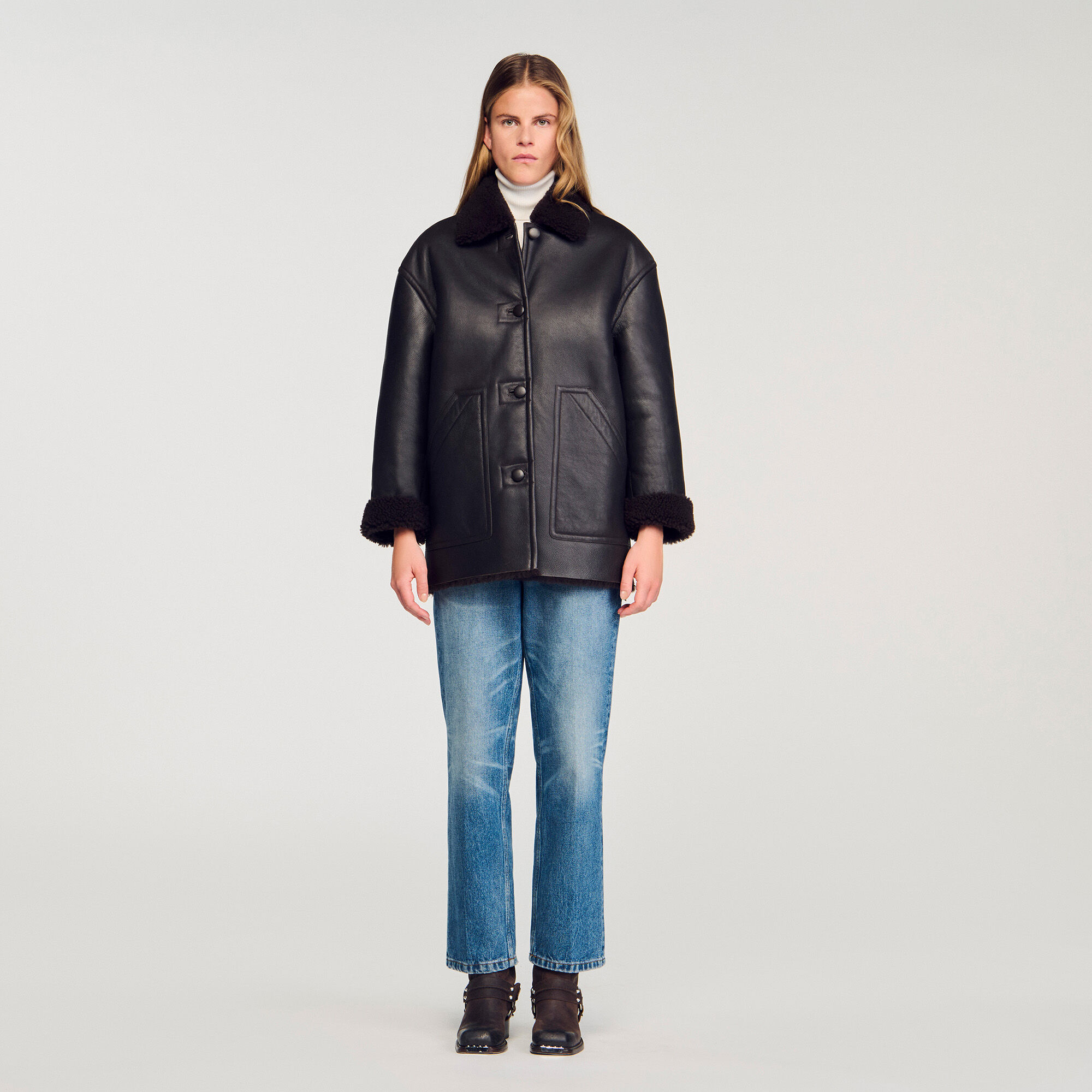 Aviator shearling coat