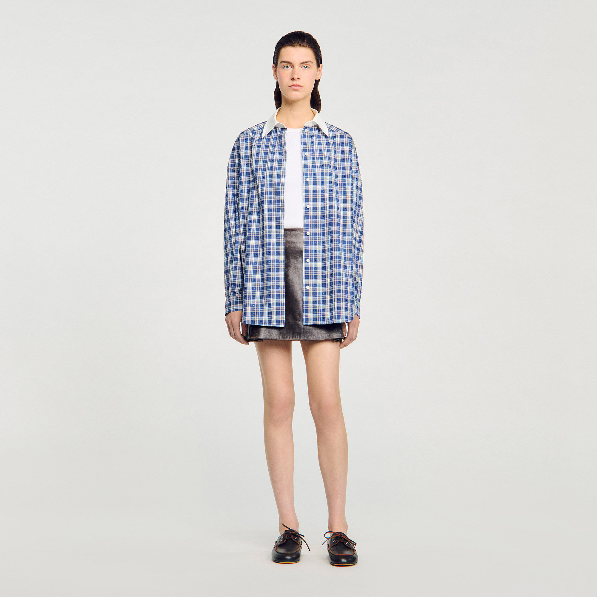 Rhinestone checkered shirt
